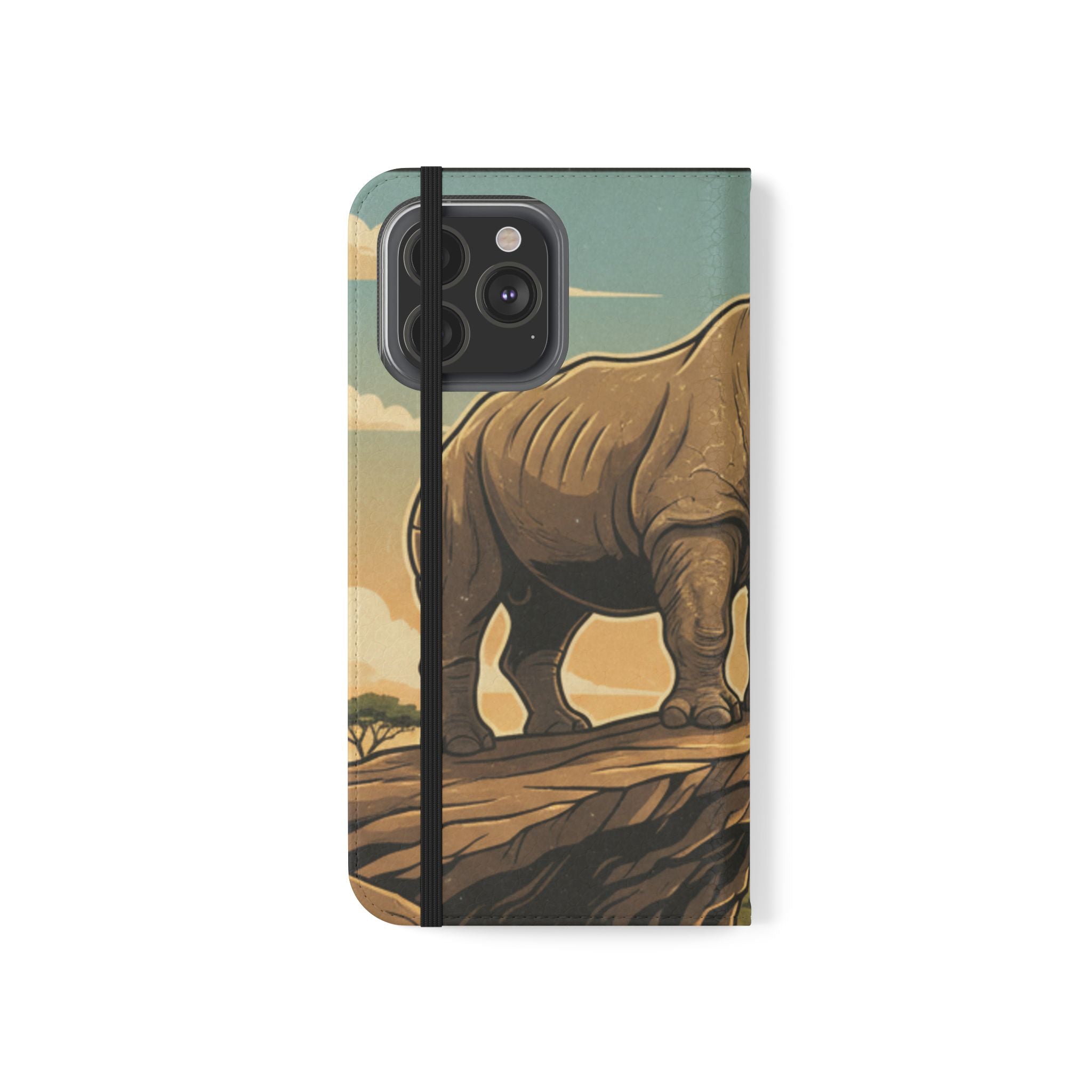 Rhino Sunset Flip Phone Case – Safari Wildlife Wallet Case