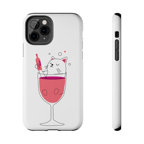 Cat Wine Phone Case — Cute Cat in Wine Glass Protective Case