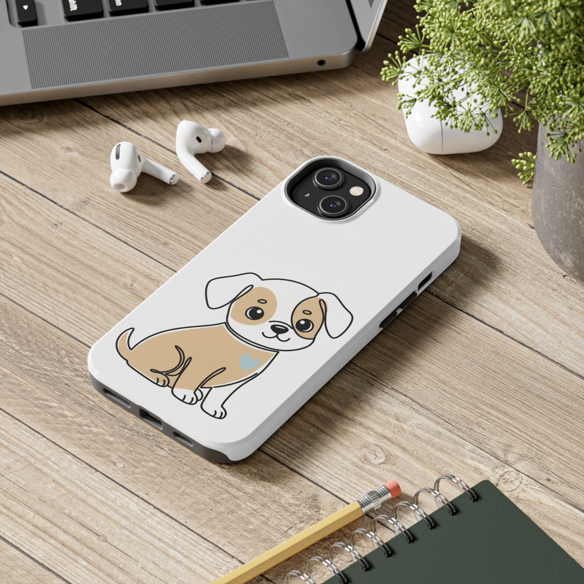 Cute Puppy Tough Phone Case – Cartoon Dog Protective Phone Cover