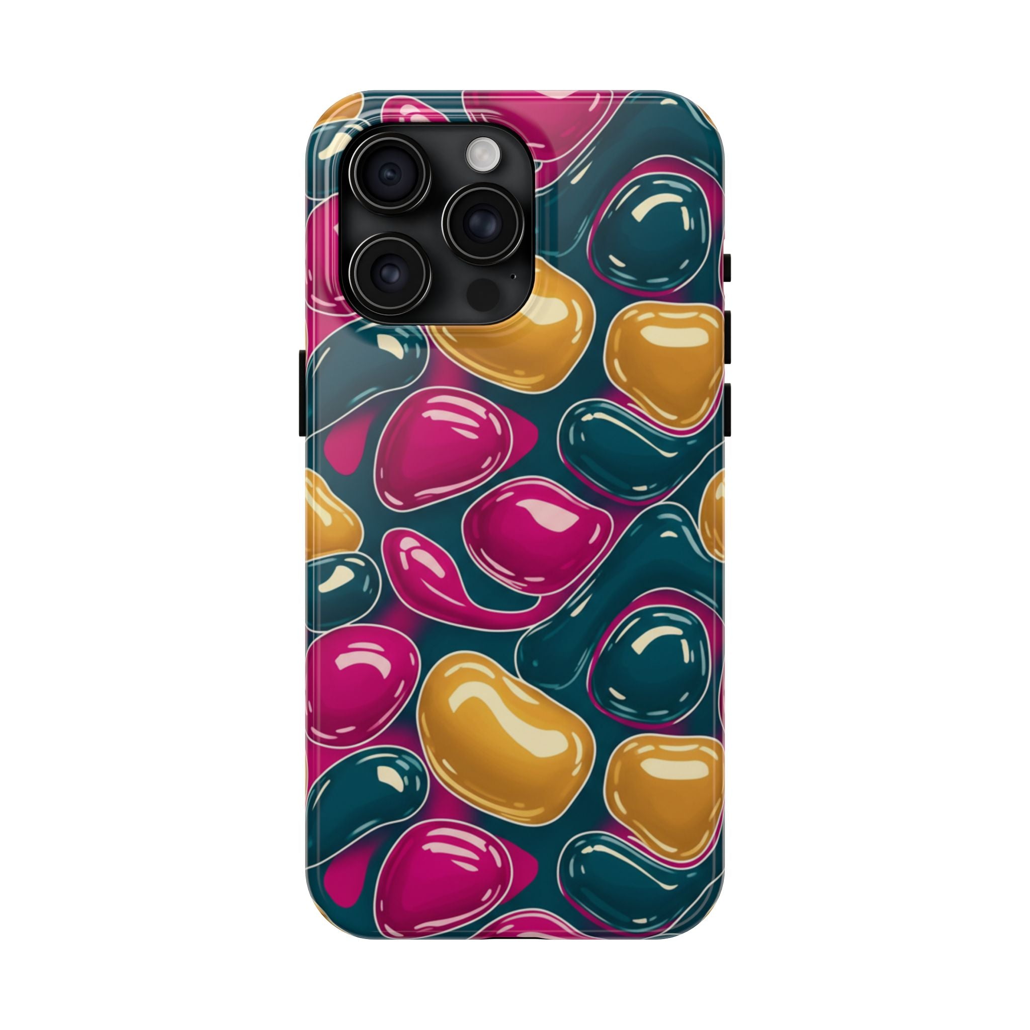 Abstract Colorful Blob Phone Case — Bold Teal, Magenta & Gold Protective Cover