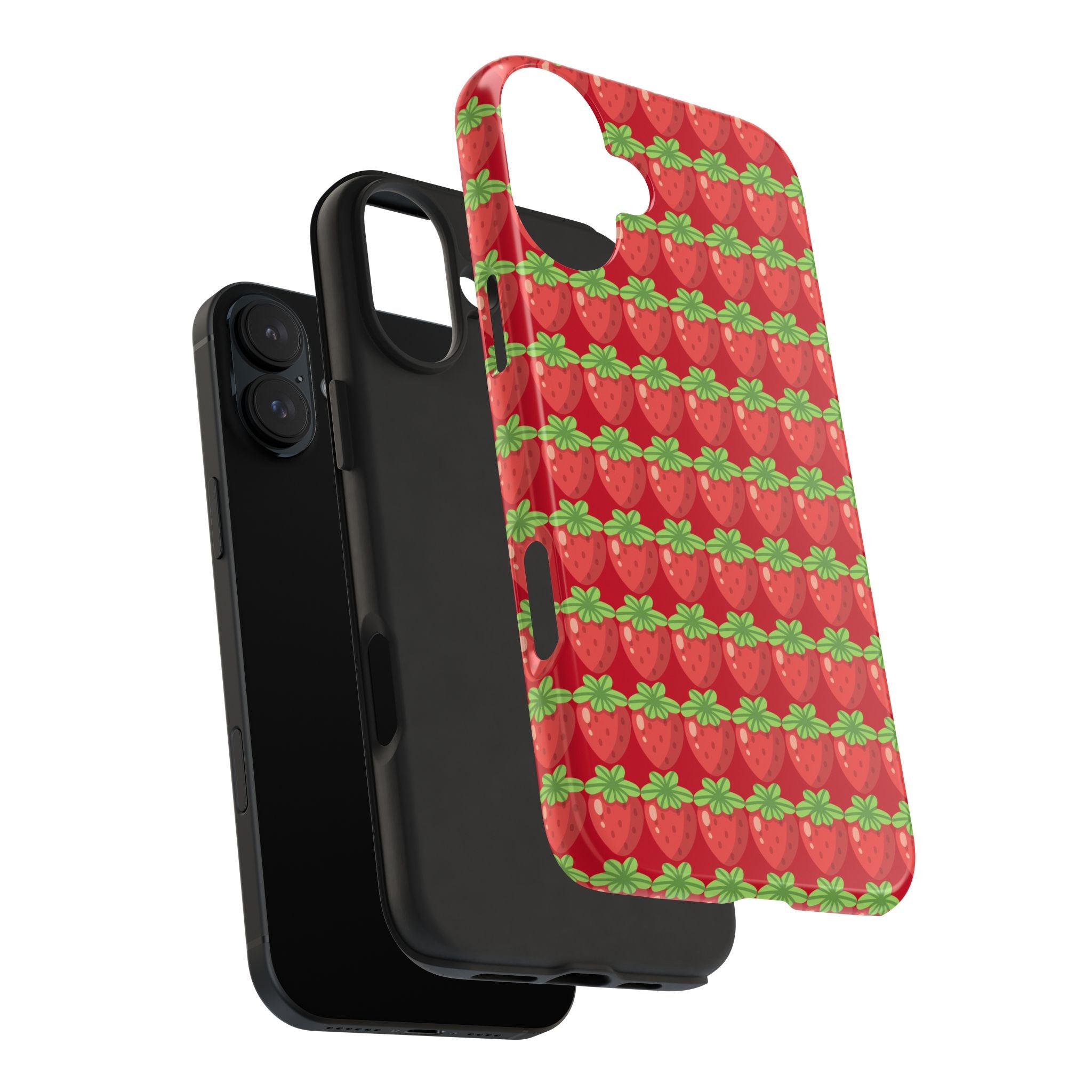 Strawberry Pattern Tough Phone Case — Cute Red Fruit Protective Cover