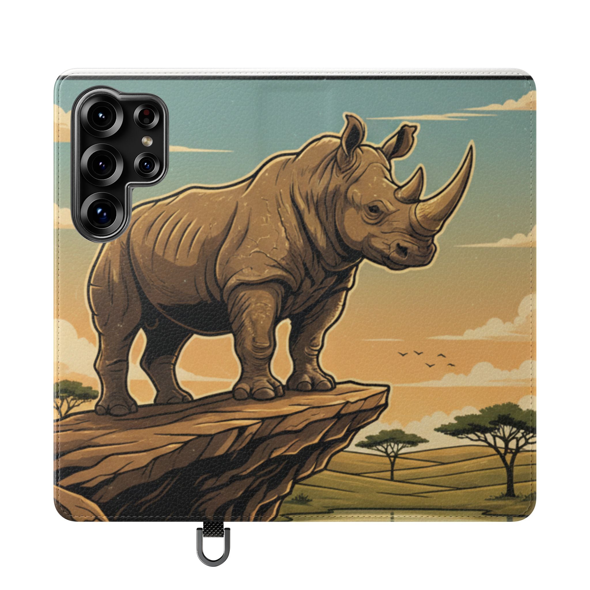 Rhino Sunset Flip Phone Case – Safari Wildlife Wallet Case