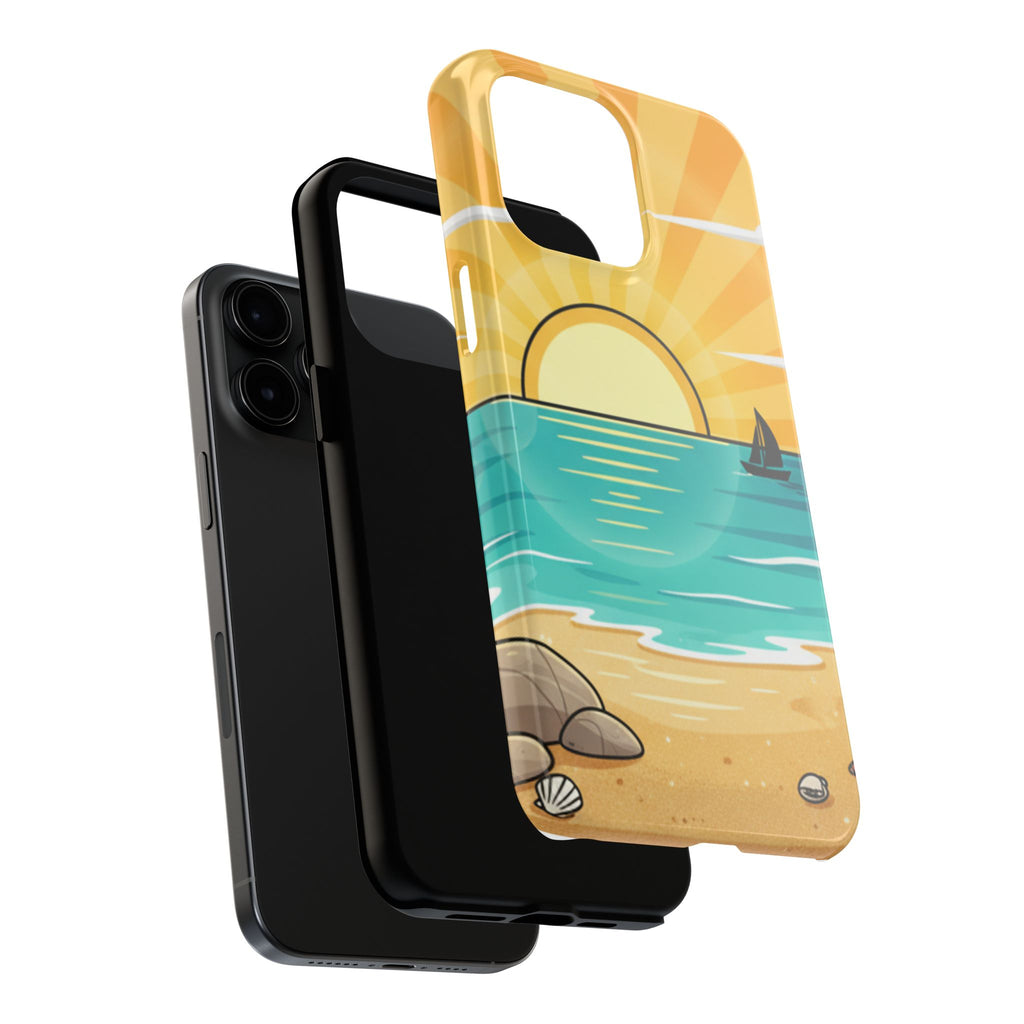 Tough Phone Case — Sunset Beach Sailboat Design
