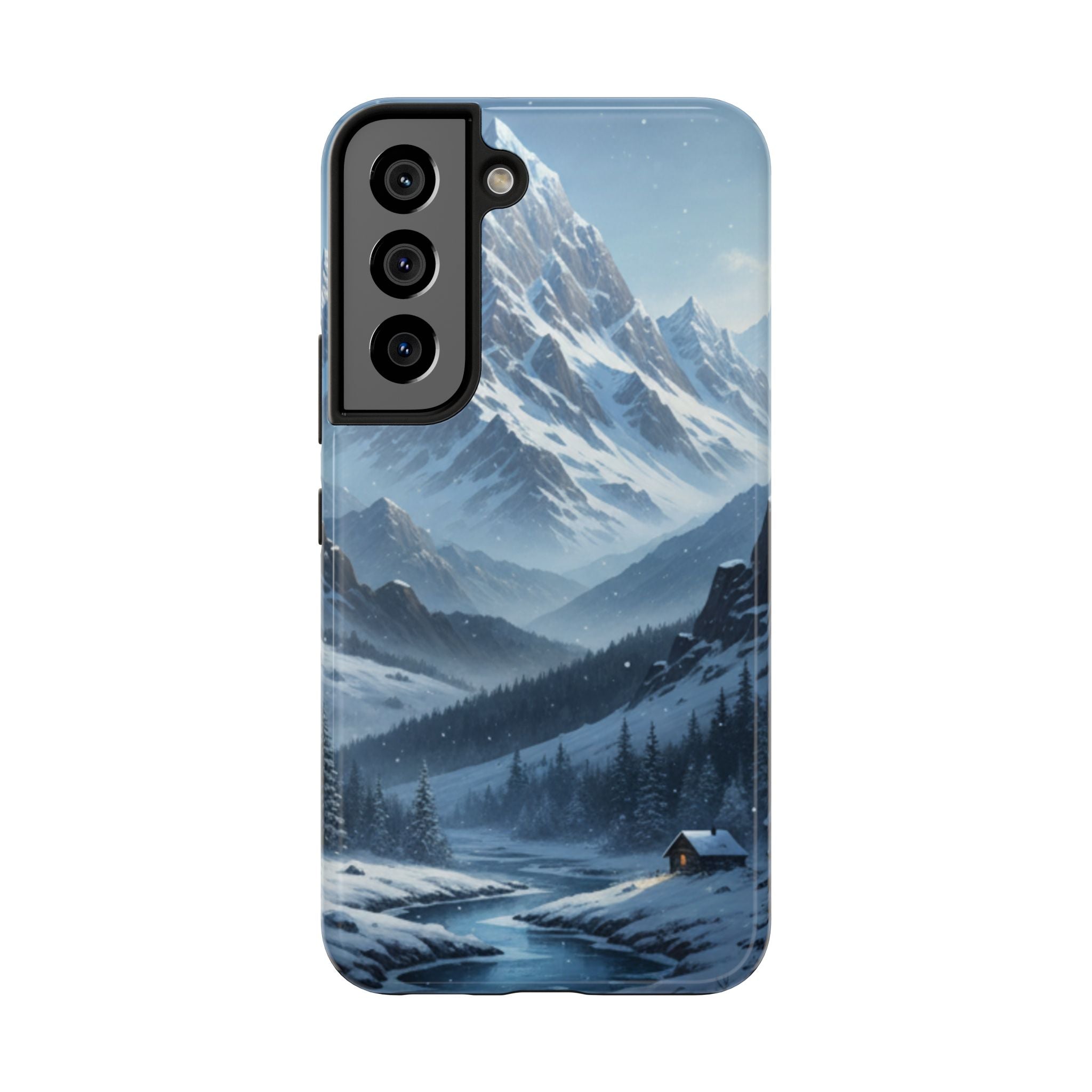 Tough Phone Case — Snowy Mountain Cabin Landscape Protective Phone Cover