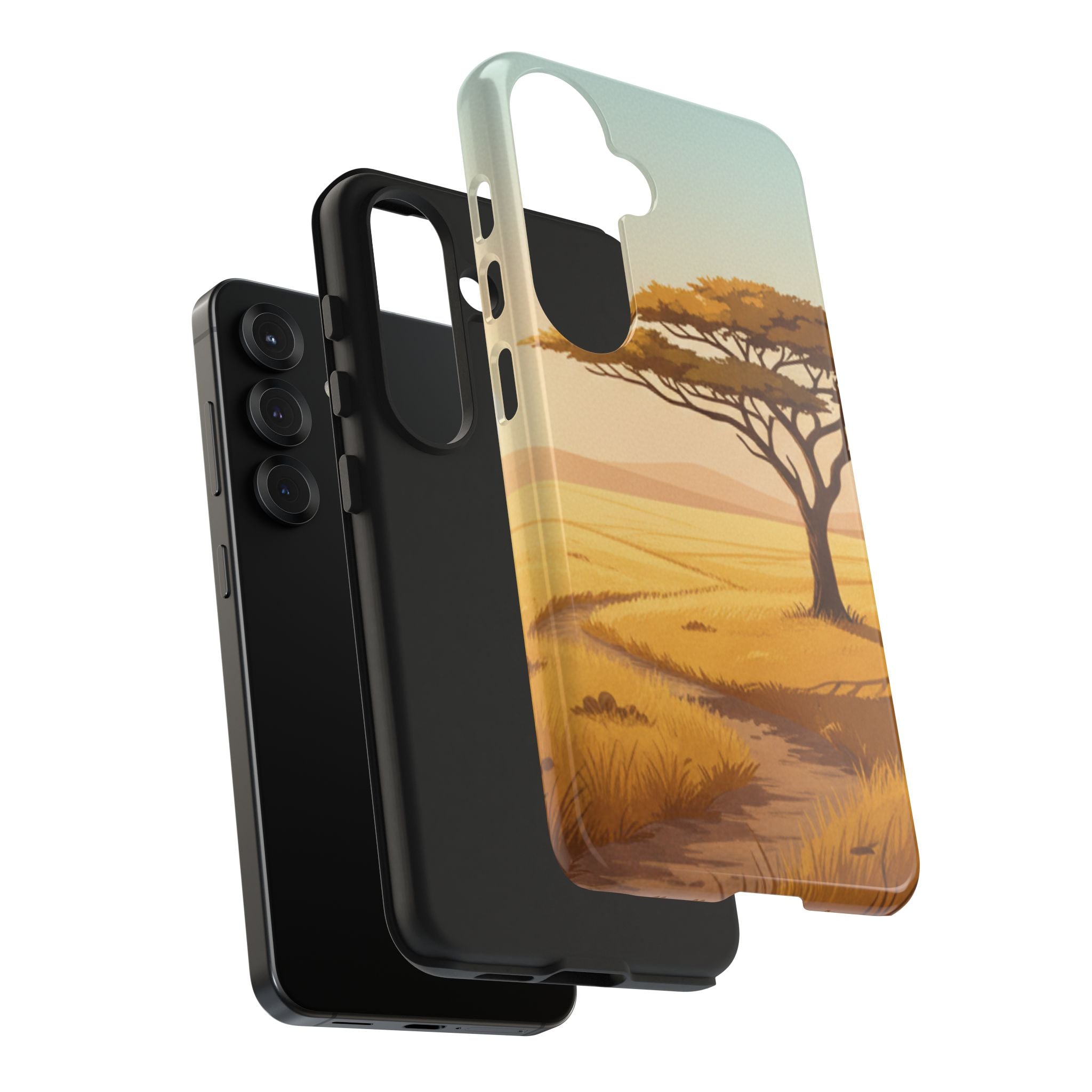 Safari Sunset Tough Phone Case — African Savanna Tree Design