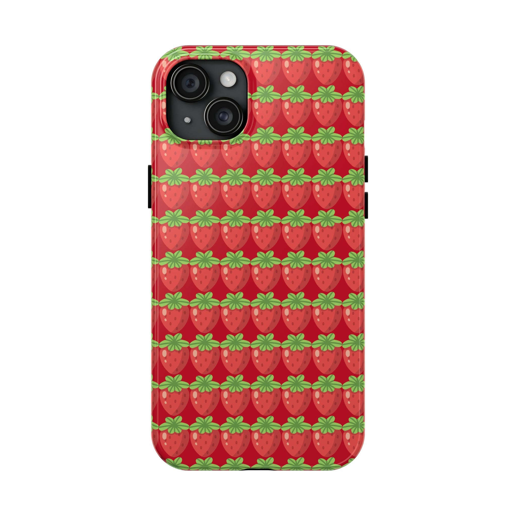 Strawberry Pattern Tough Phone Case — Cute Red Fruit Protective Cover
