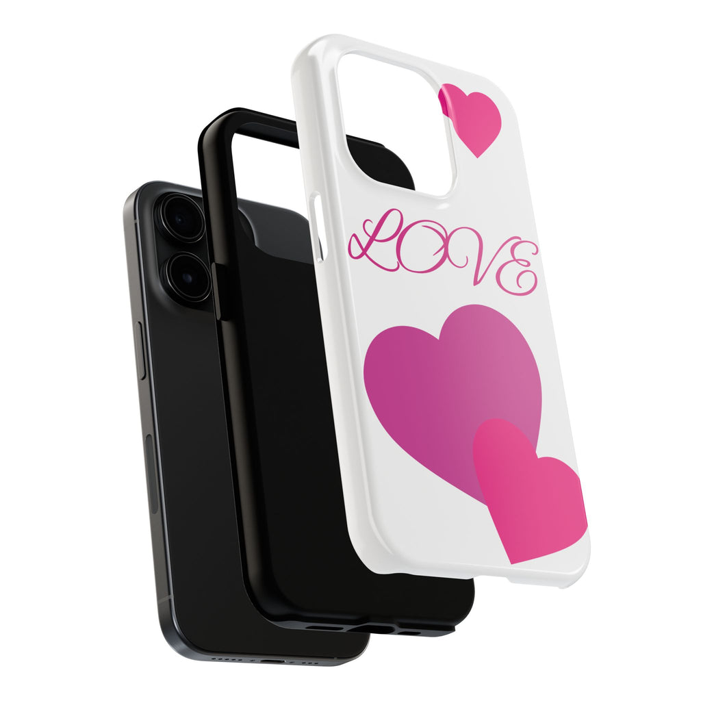 Love Heart Tough Phone Case — Pink Hearts Protective Phone Cover