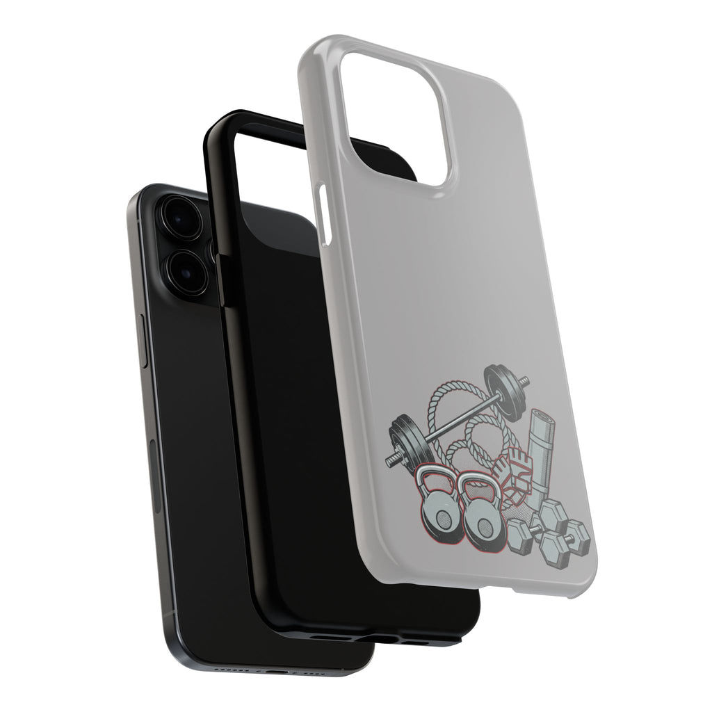 Fitness Gear Tough Phone Case — Dumbbells, Kettlebells & Jump Rope Design