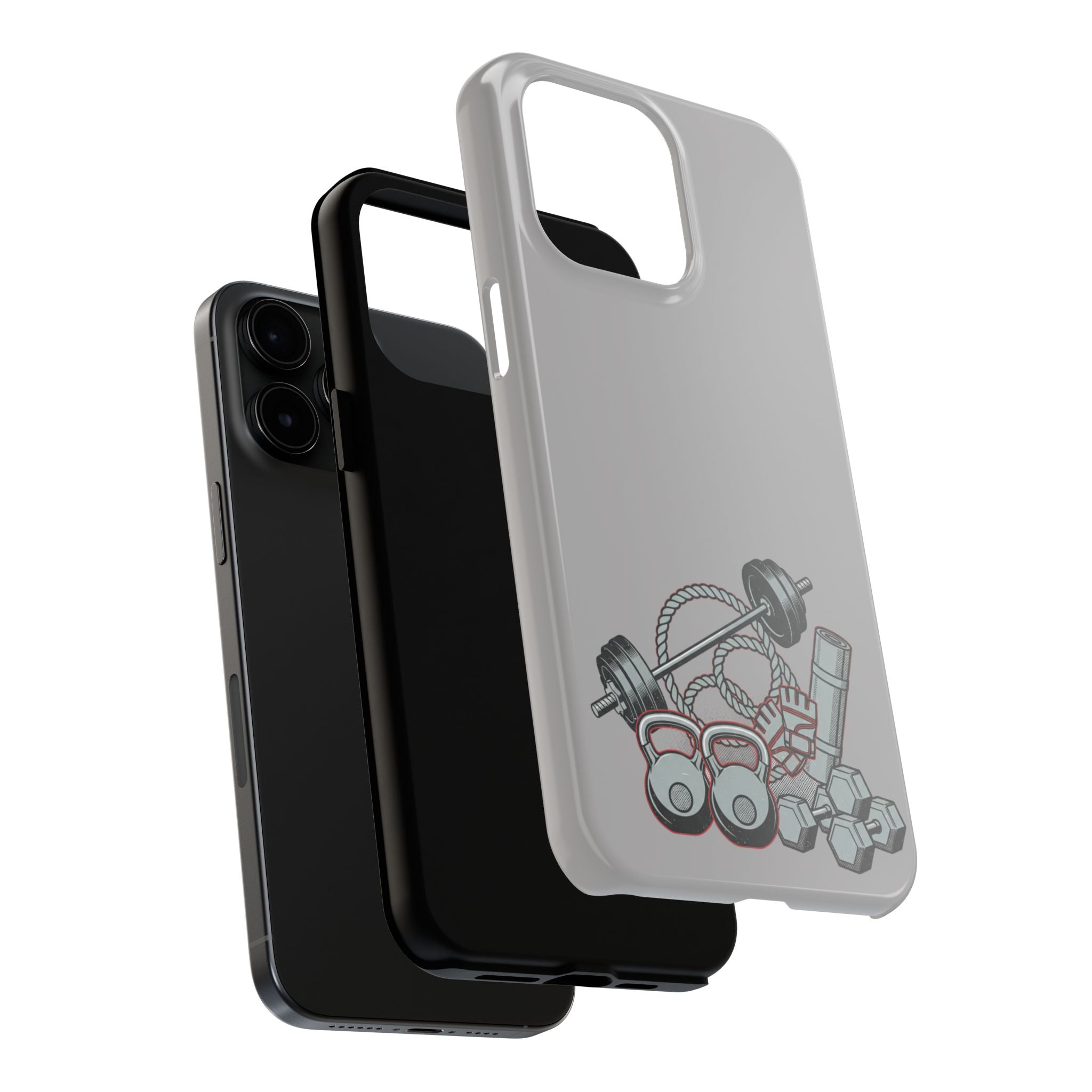 Fitness Gear Tough Phone Case — Dumbbells, Kettlebells & Jump Rope Design