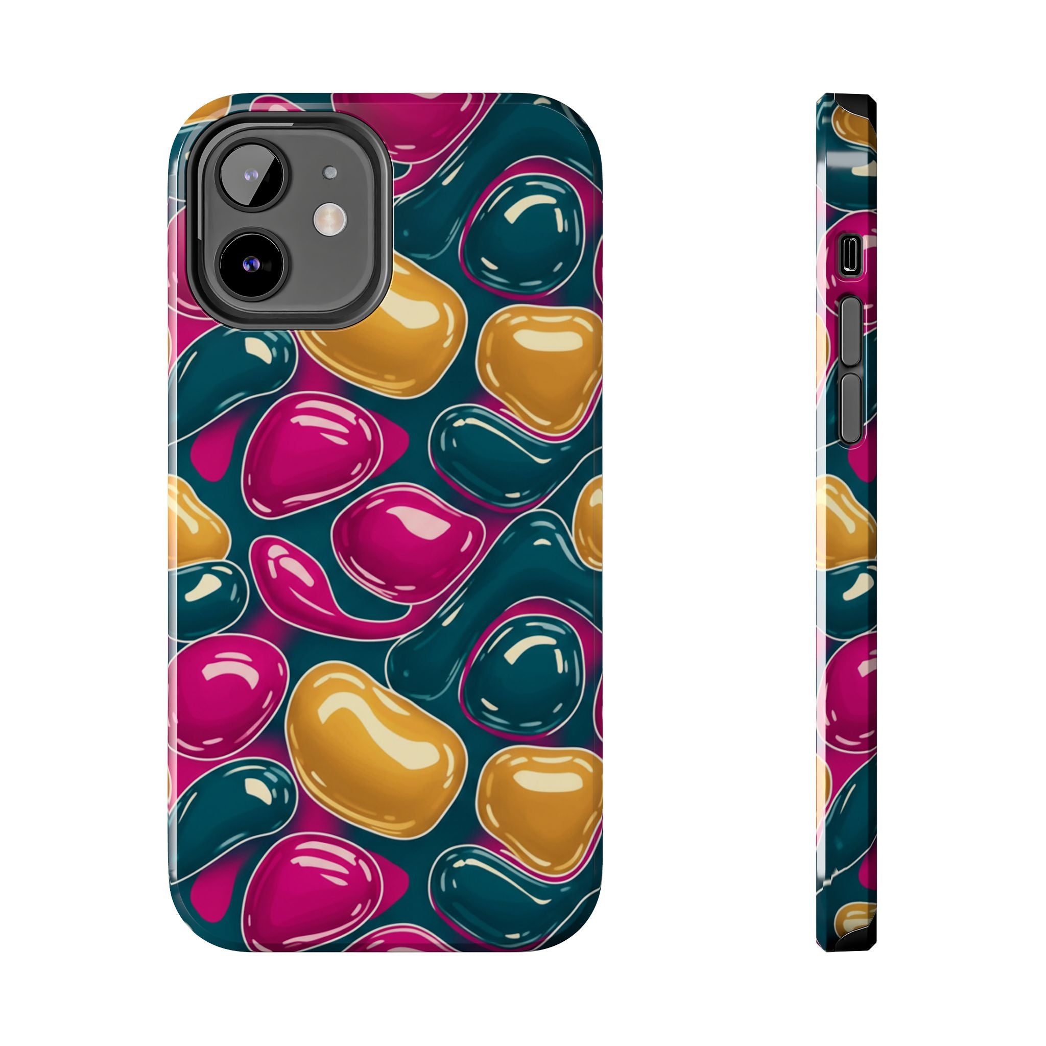 Abstract Colorful Blob Phone Case — Bold Teal, Magenta & Gold Protective Cover
