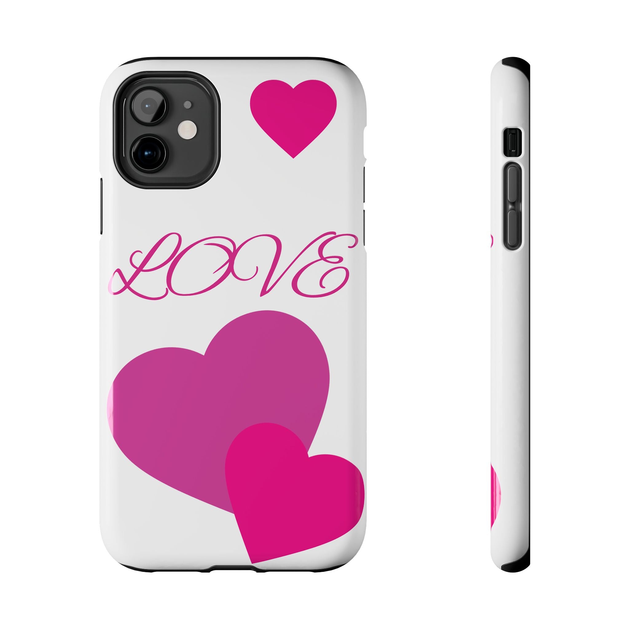 Love Heart Tough Phone Case — Pink Hearts Protective Phone Cover