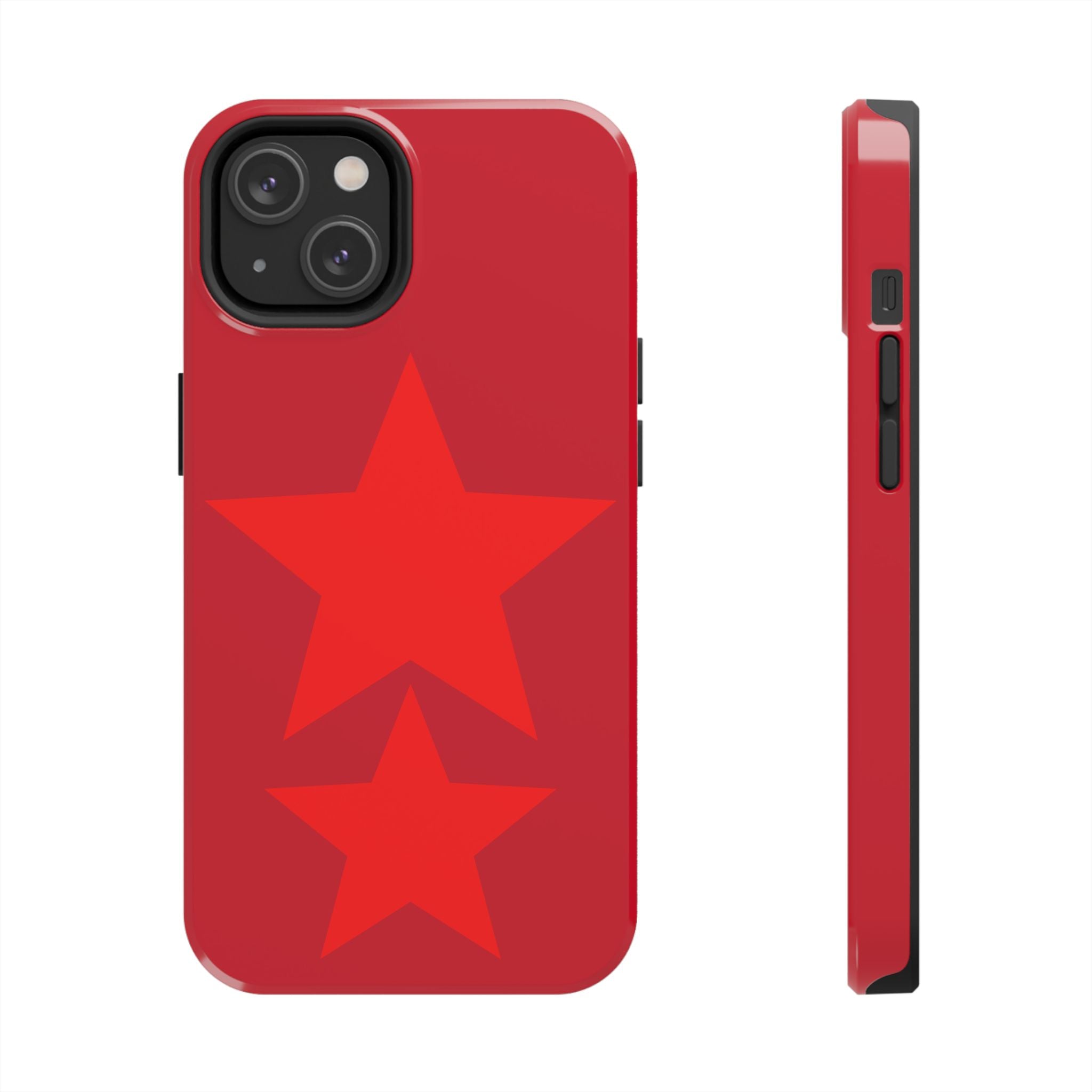 Red Star Tough Phone Case — Dual-Star Protective iPhone Cover