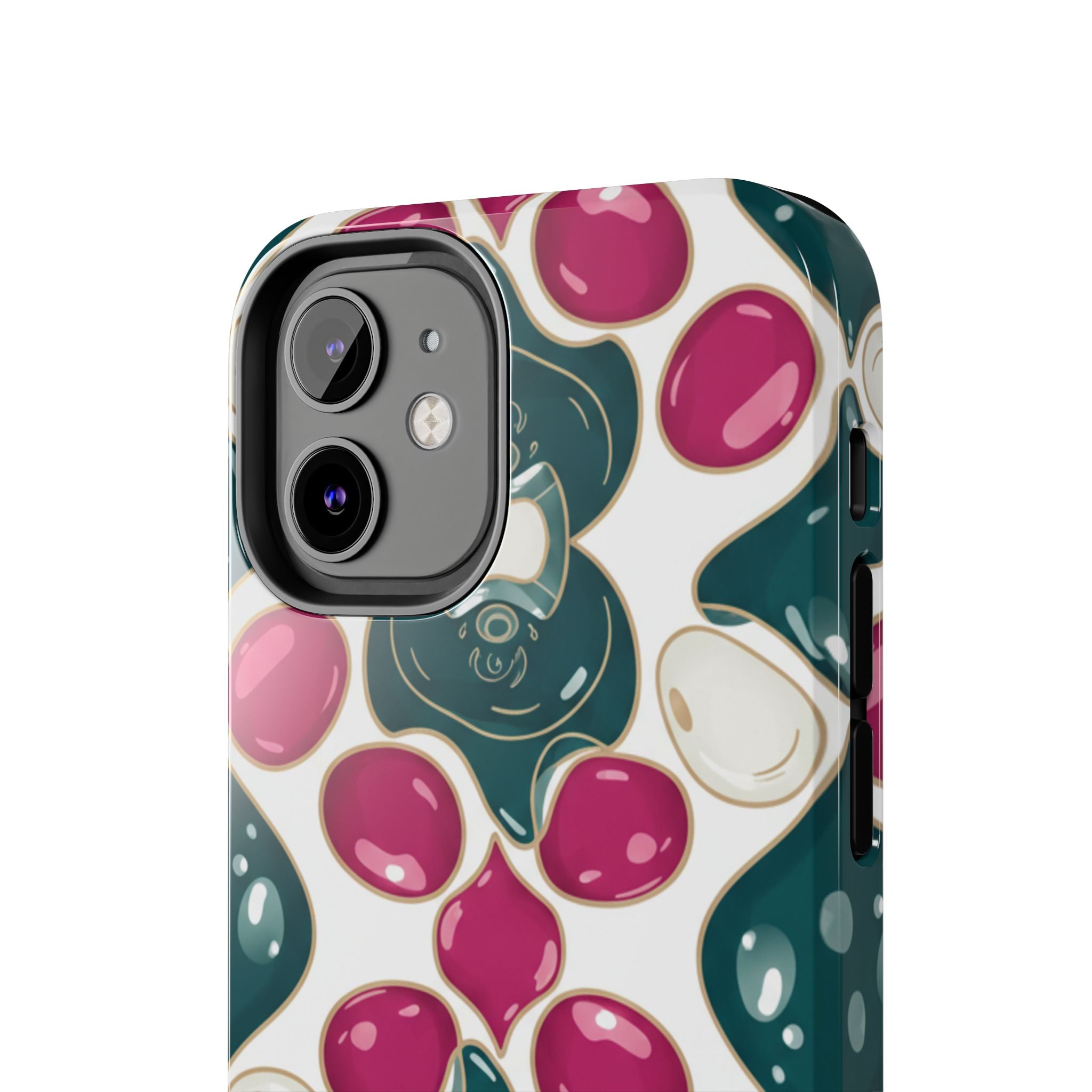 Floral Jewel Pattern Tough Phone Case — Teal & Fuchsia Protective Cover