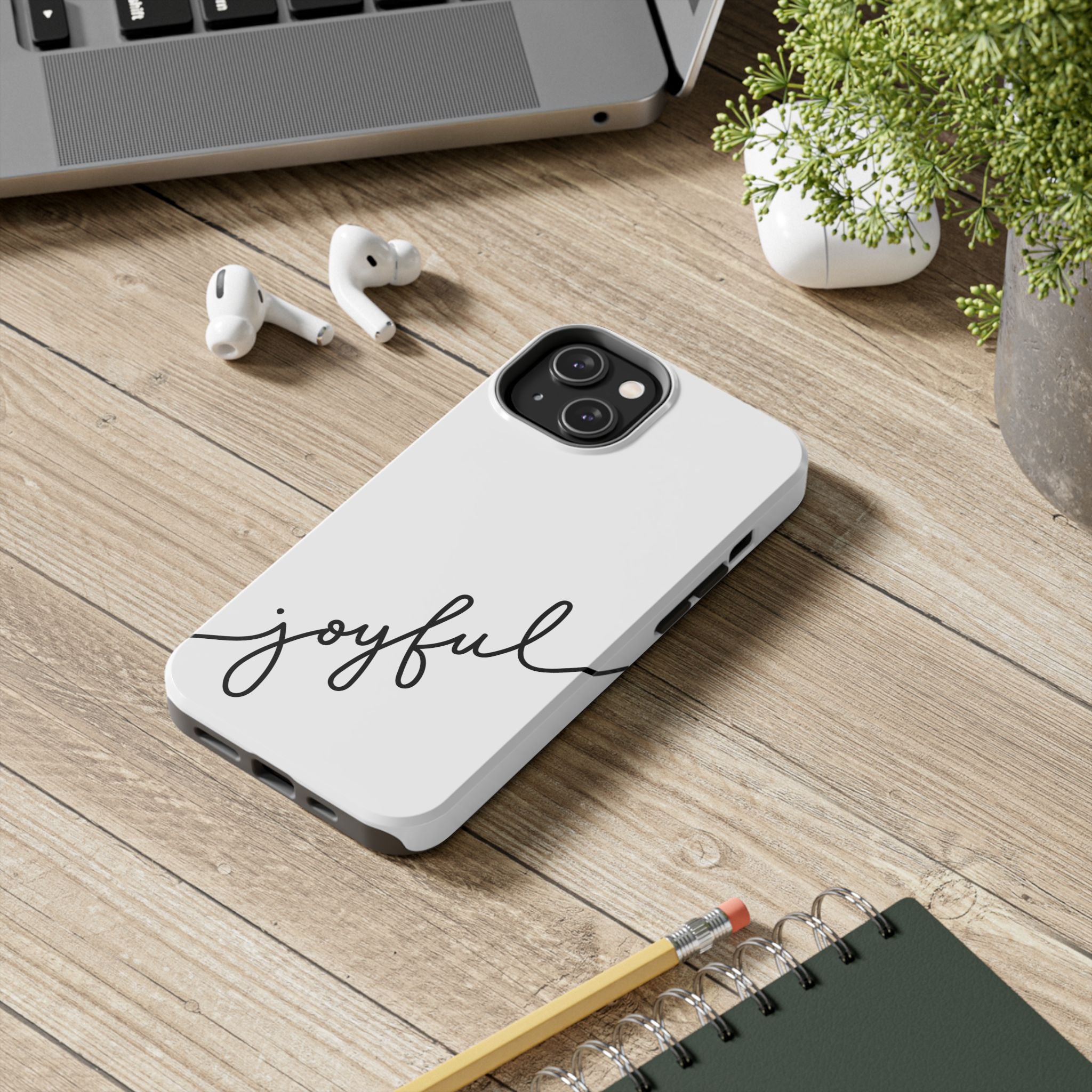Joyful Tough Phone Case — Minimal Script Protective Phone Cover