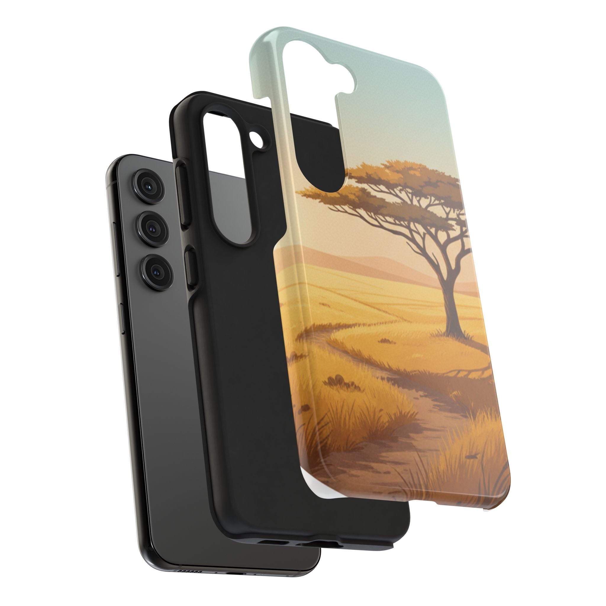 Safari Sunset Tough Phone Case — African Savanna Tree Design