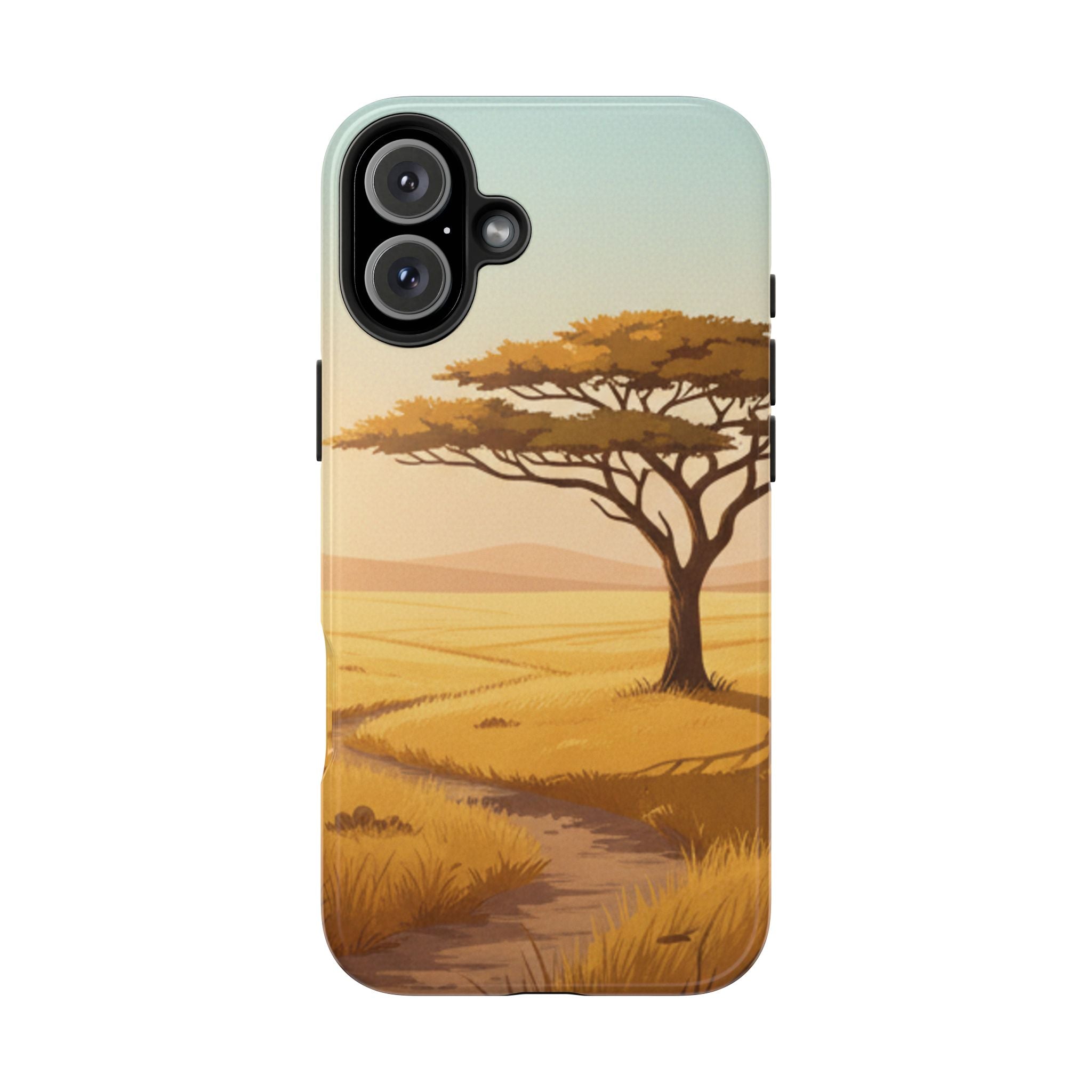 Safari Sunset Tough Phone Case — African Savanna Tree Design