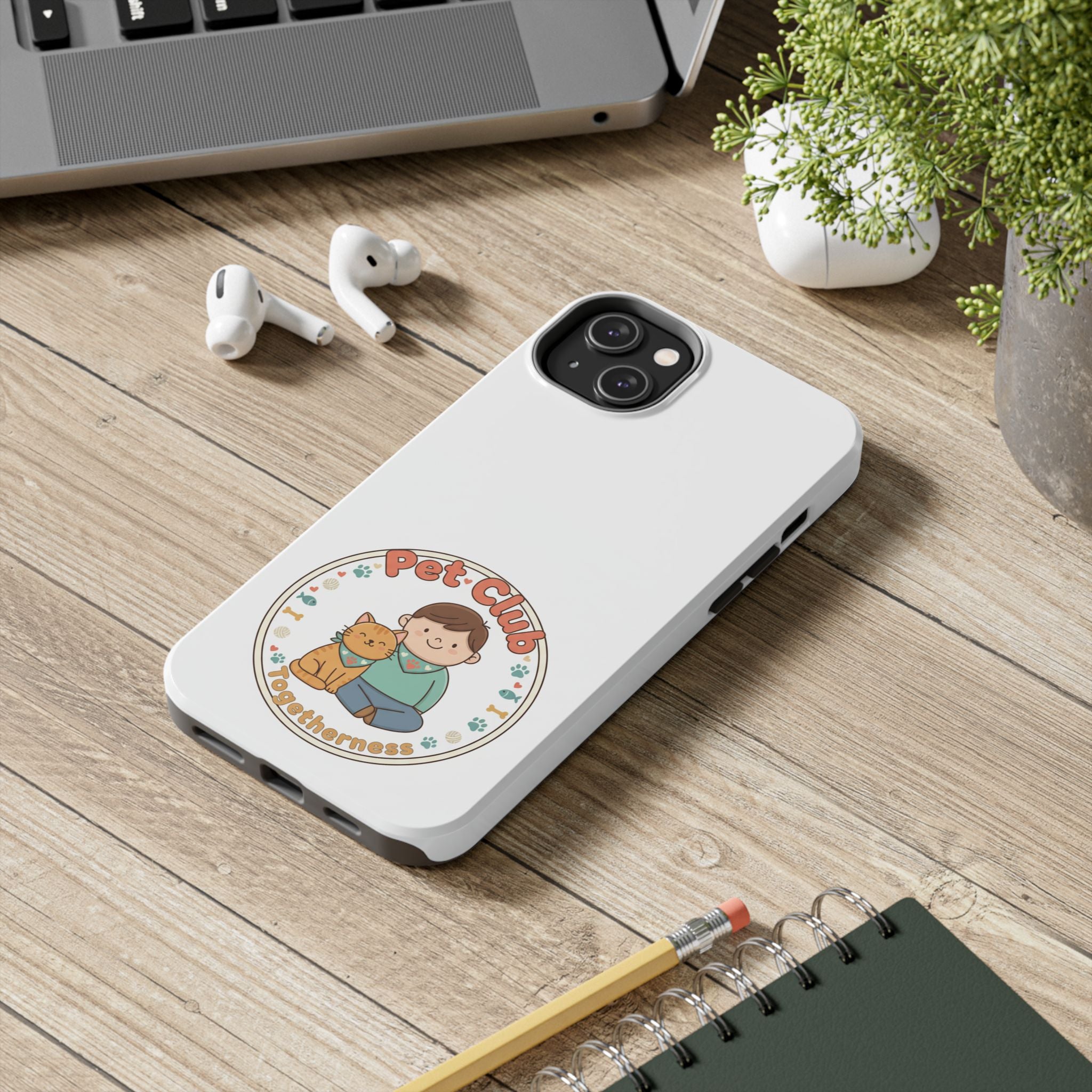 Pet Club Tough Phone Case — Cute Boy & Cat Illustration, "Togetherness" Design