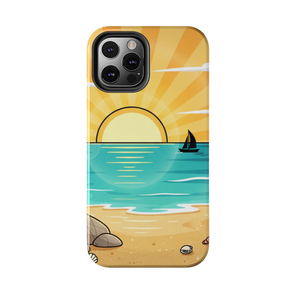 Tough Phone Case — Sunset Beach Sailboat Design