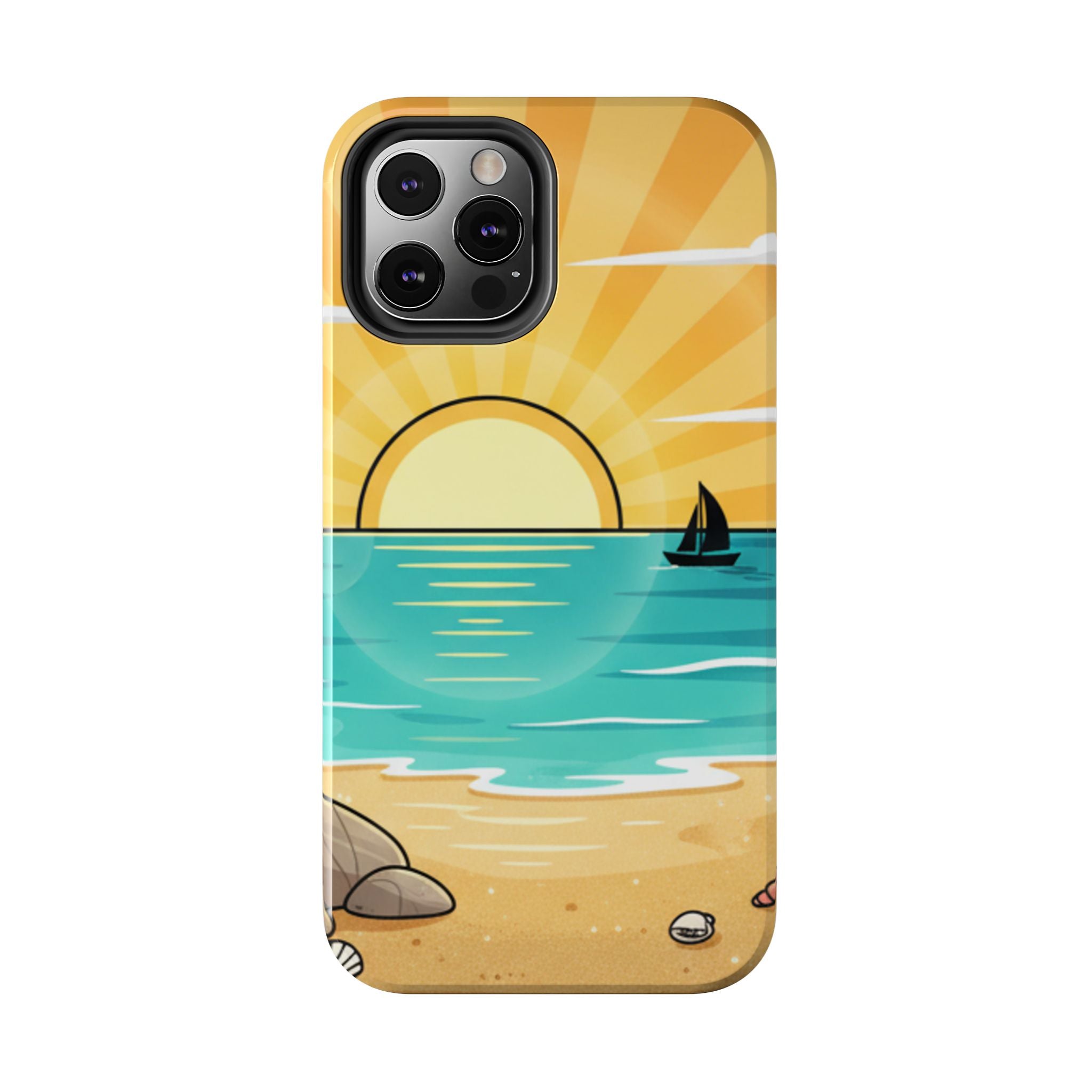Tough Phone Case — Sunset Beach Sailboat Design