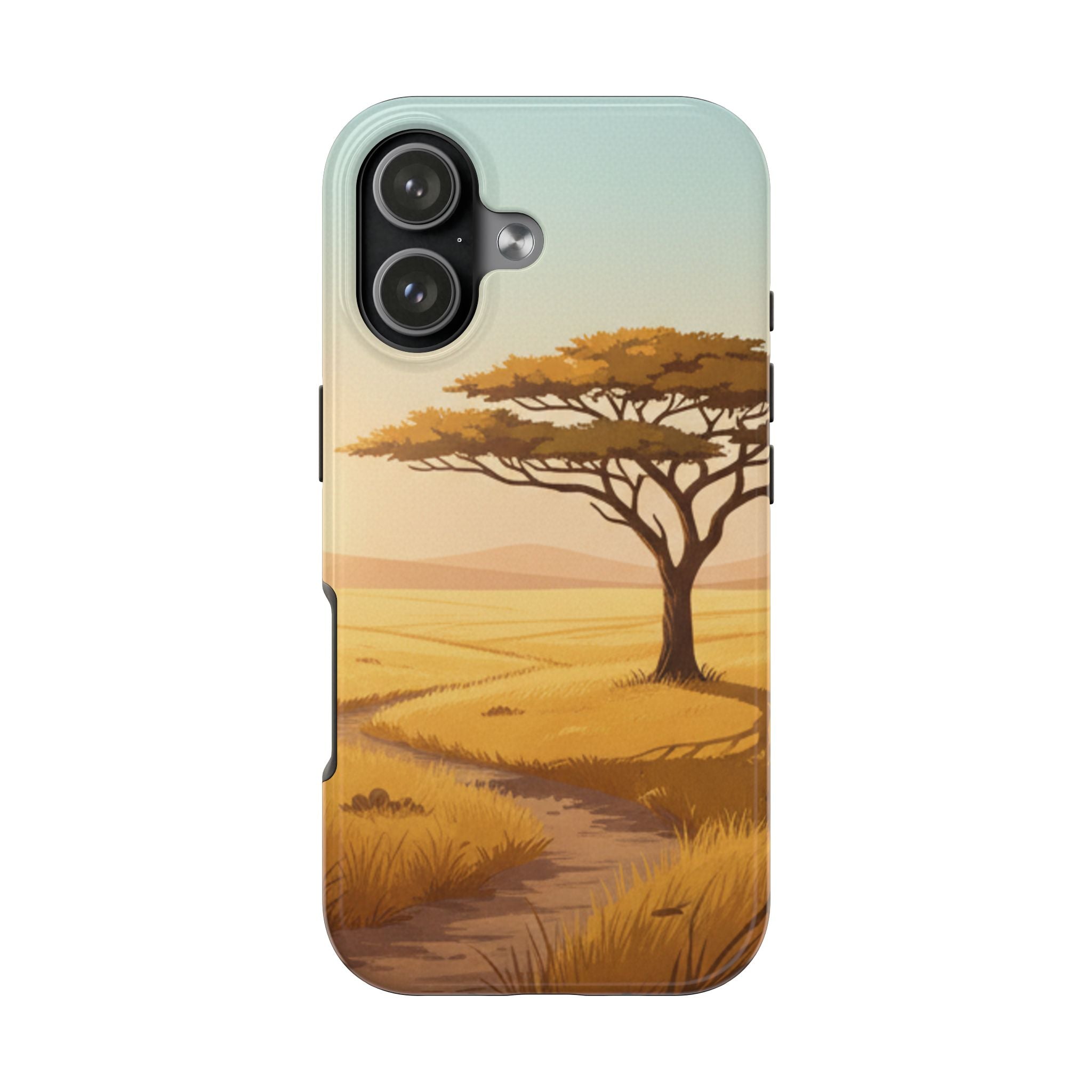 Safari Sunset Tough Phone Case — African Savanna Tree Design