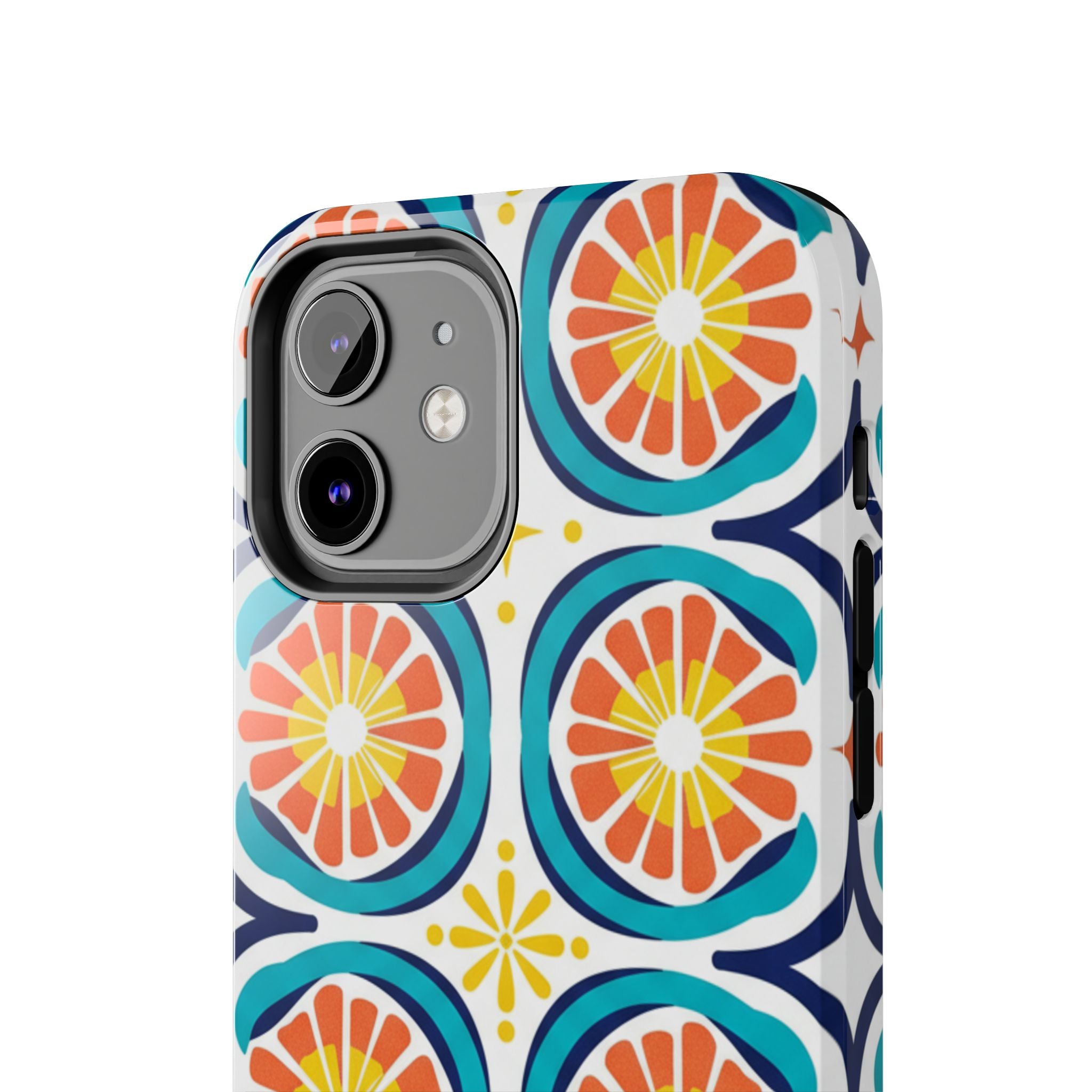 Citrus Tile Tough Phone Case — Colorful Retro Orange Slice Pattern