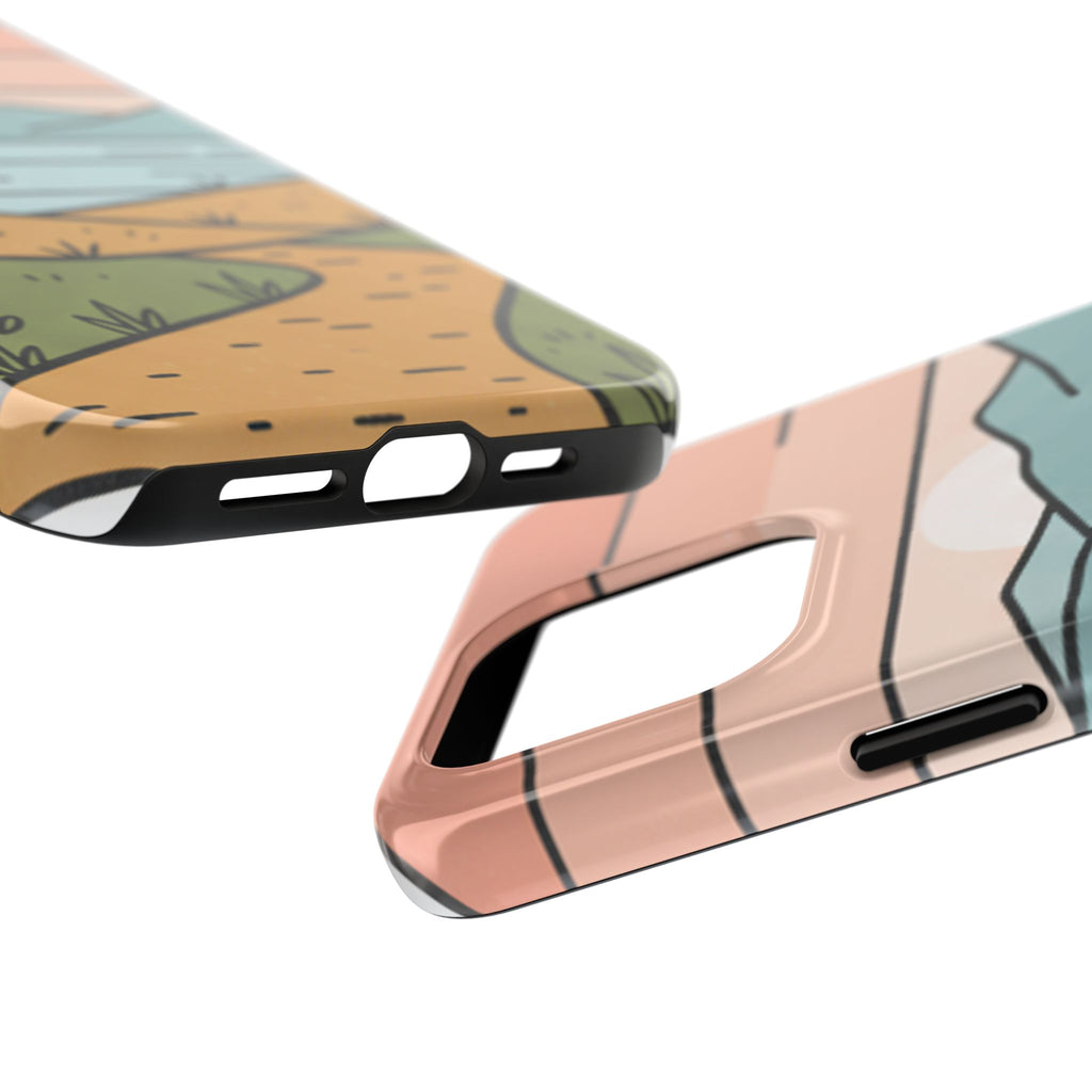Scenic Path Tough Phone Case — Pastel Lake & Mountain Protective Cover