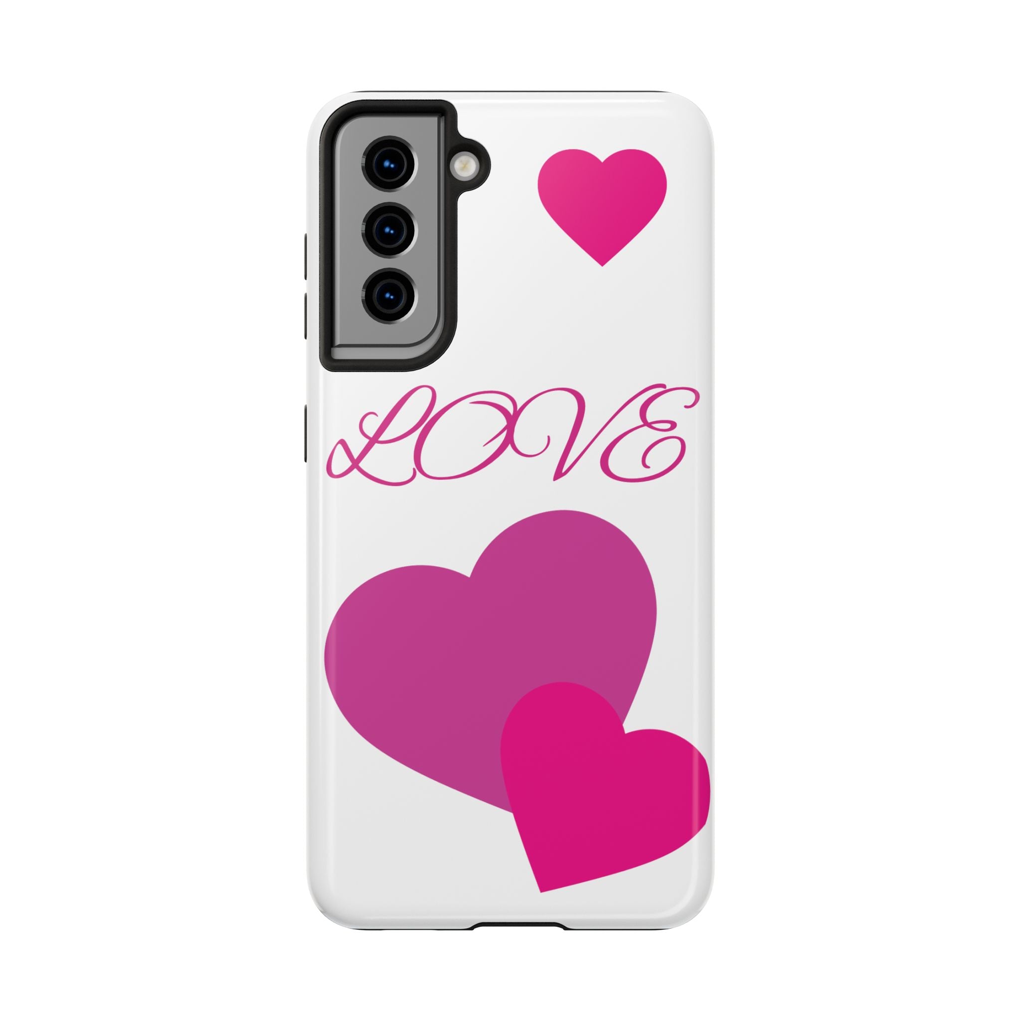 Love Heart Tough Phone Case — Pink Hearts Protective Phone Cover