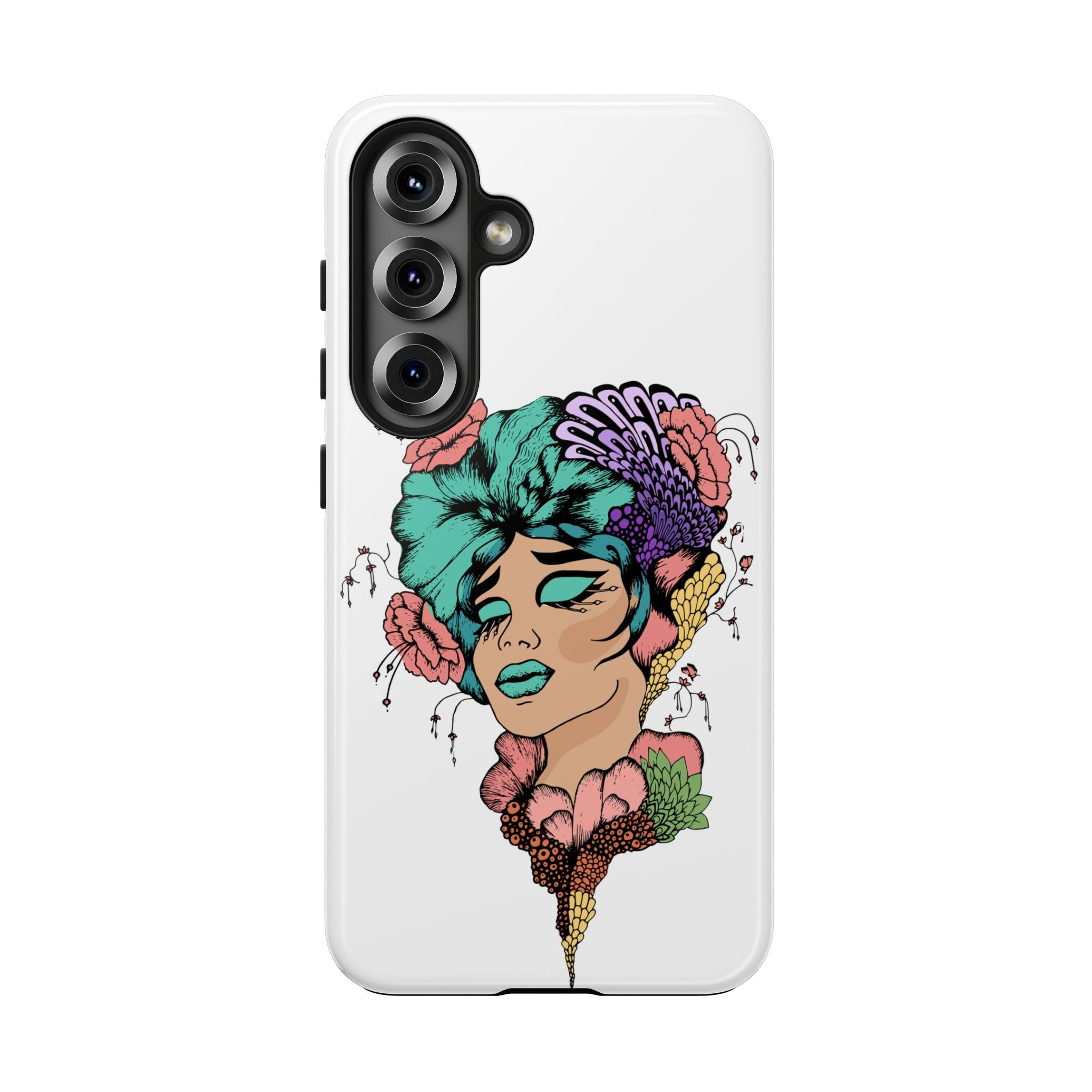 Tough Phone Case — Floral Pop Art Portrait Protective Cover