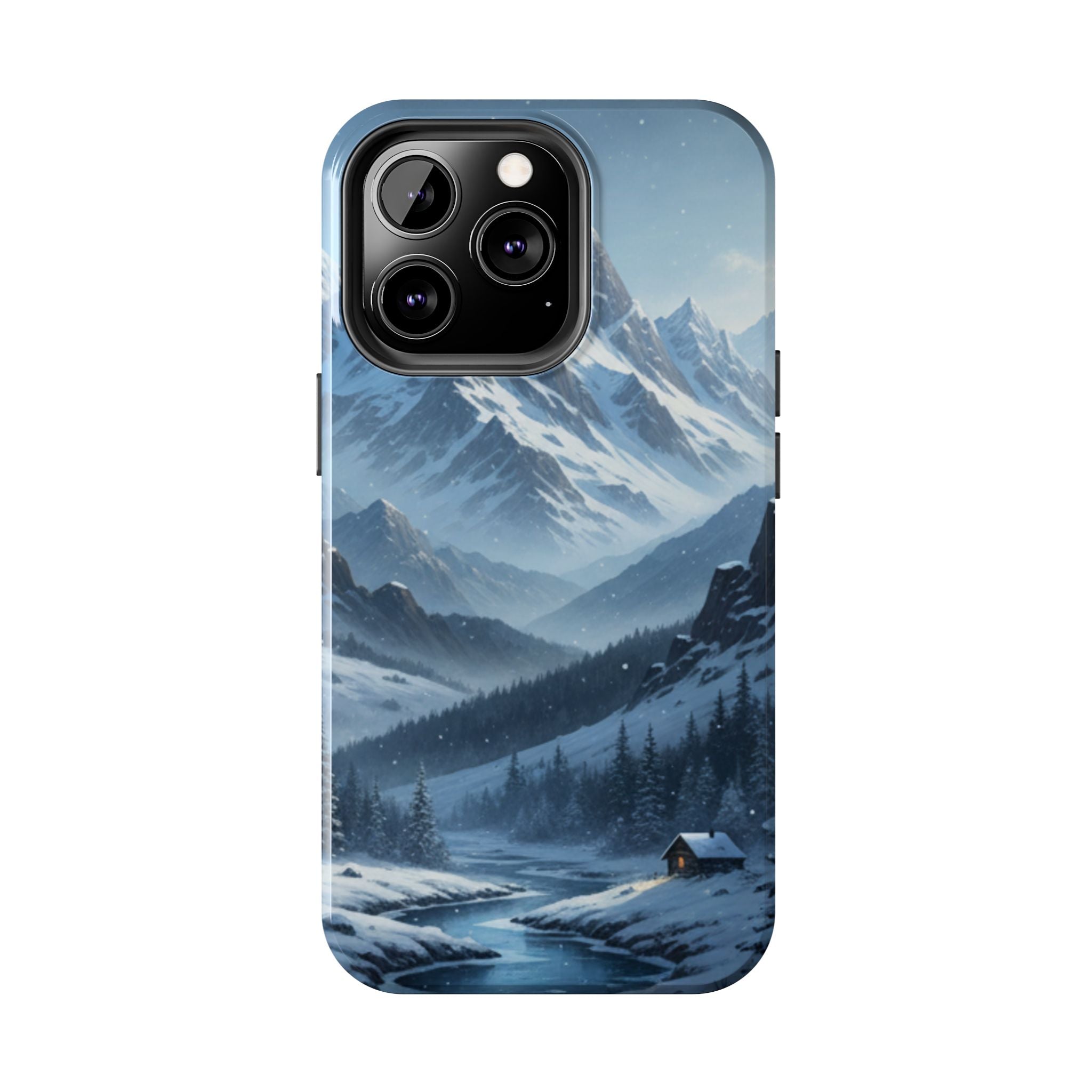 Tough Phone Case — Snowy Mountain Cabin Landscape Protective Phone Cover