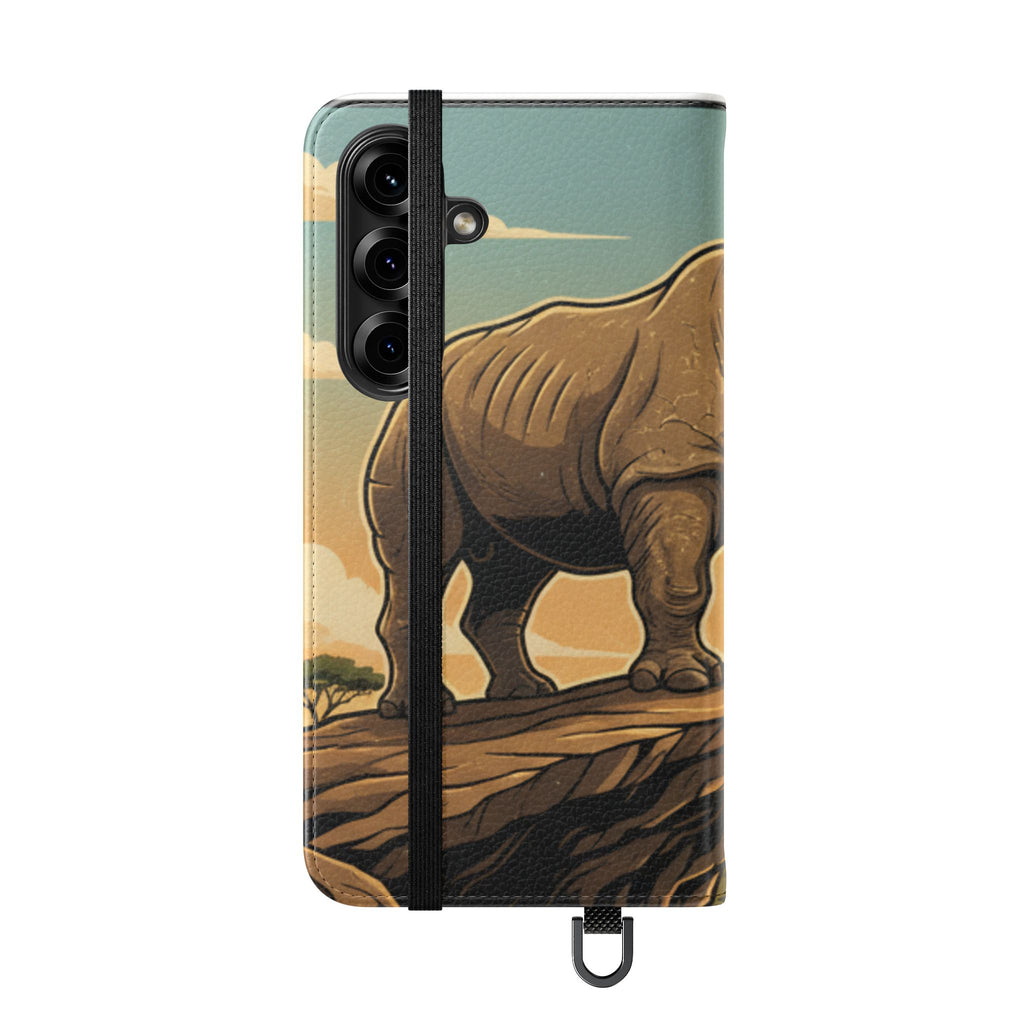 Rhino Sunset Flip Phone Case – Safari Wildlife Wallet Case