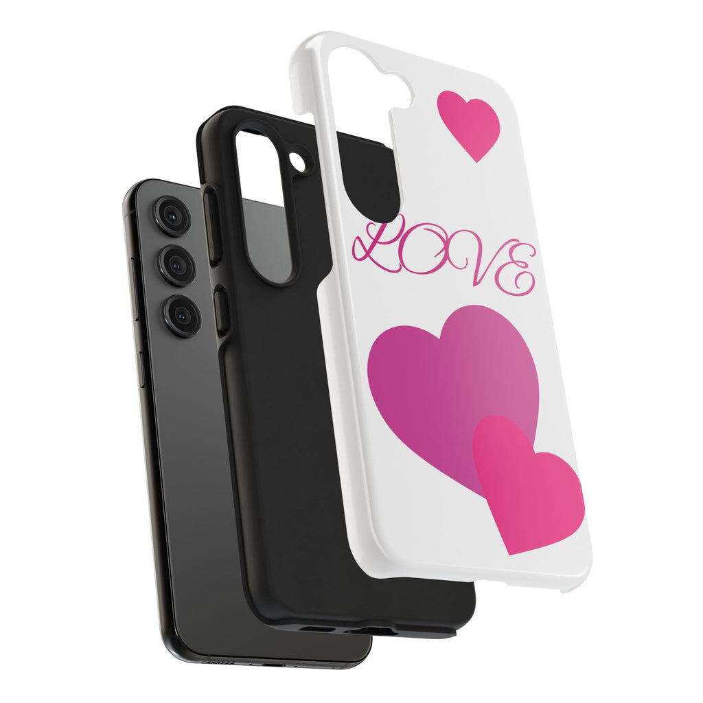 Love Heart Tough Phone Case — Pink Hearts Protective Phone Cover