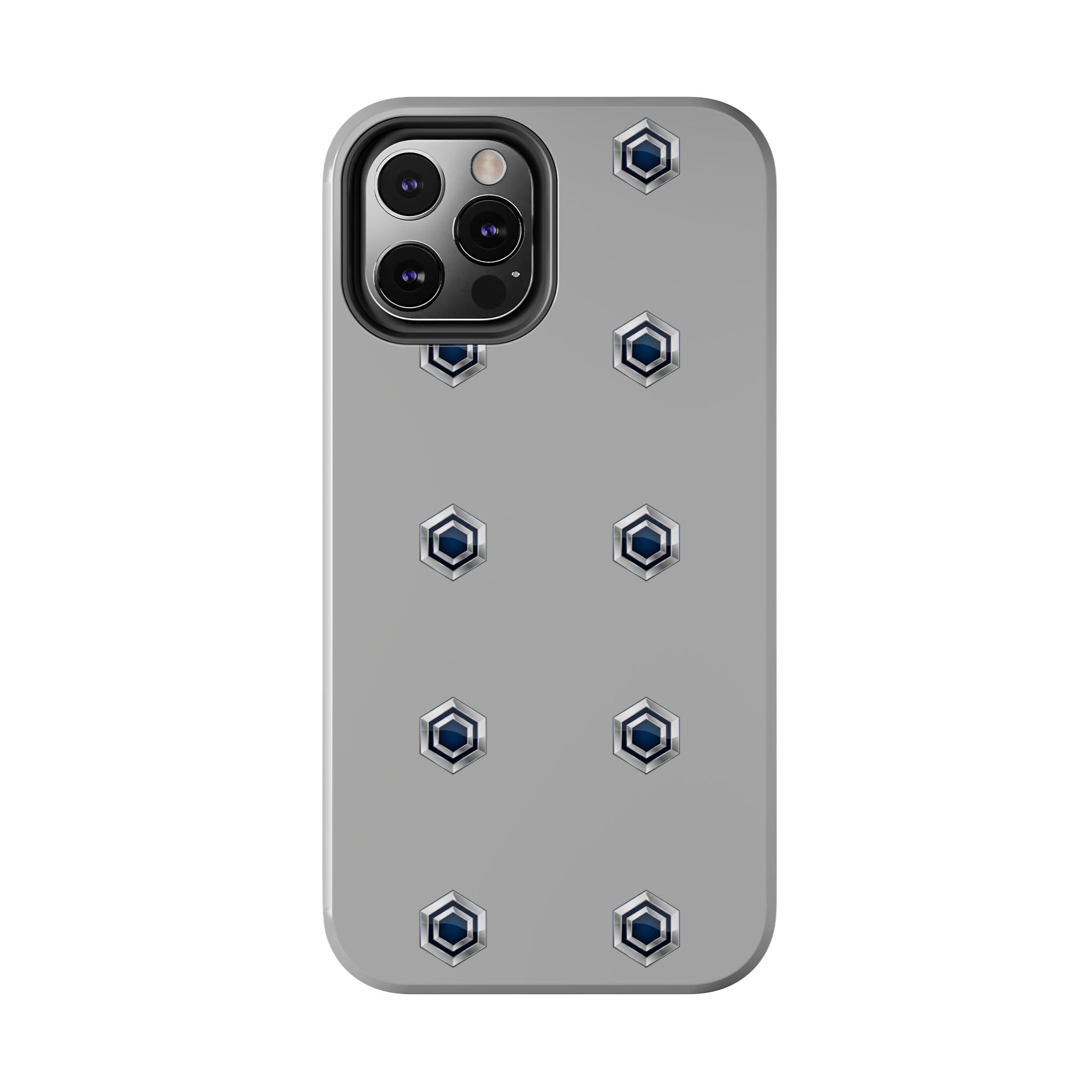 Tough Phone Case — Minimal Hex Rivet Armor (Gray)
