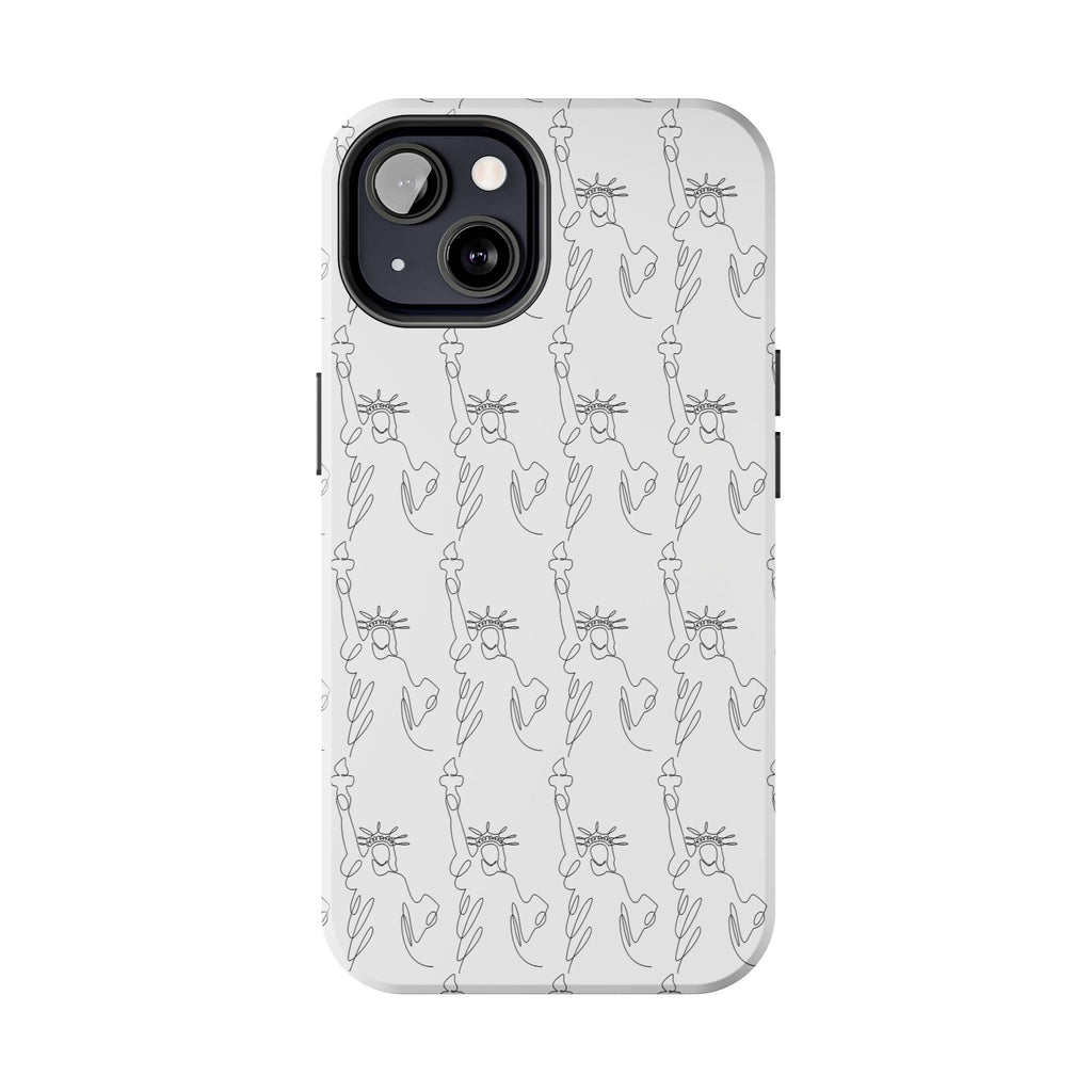 Statue of Liberty Sketch Tough Phone Case — Minimal Patriotic iPhone Cover