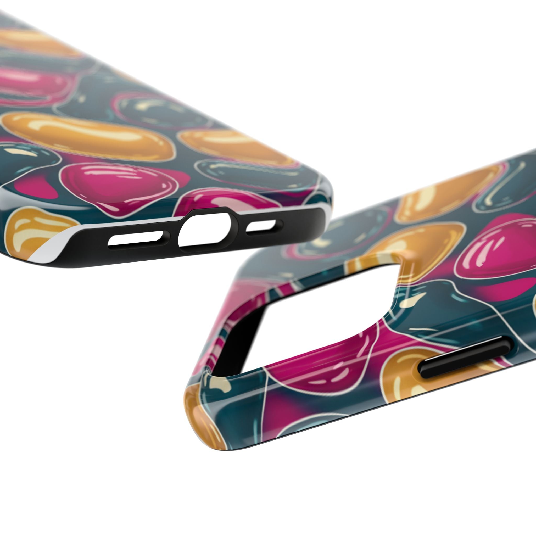Abstract Colorful Blob Phone Case — Bold Teal, Magenta & Gold Protective Cover