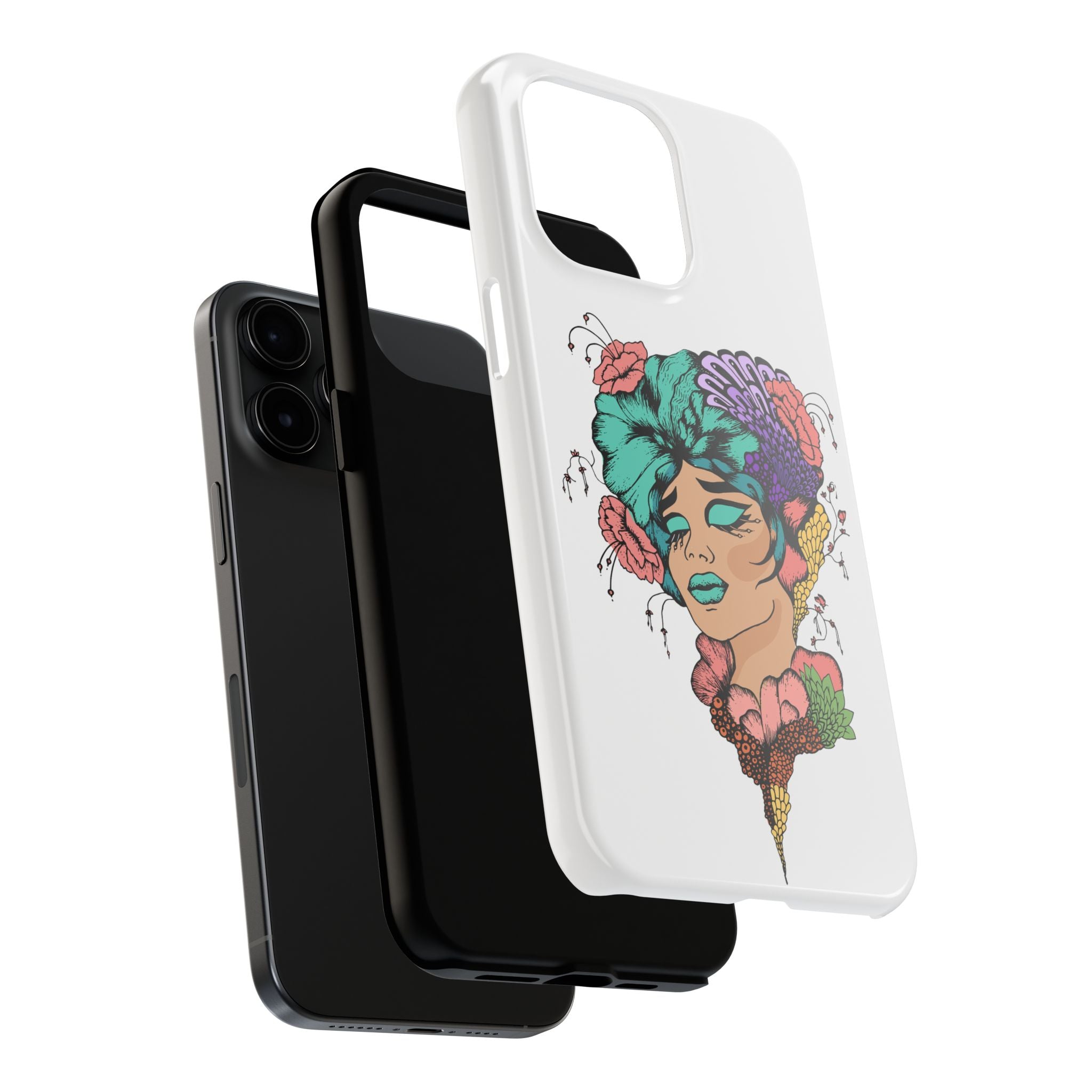 Tough Phone Case — Floral Pop Art Portrait Protective Cover