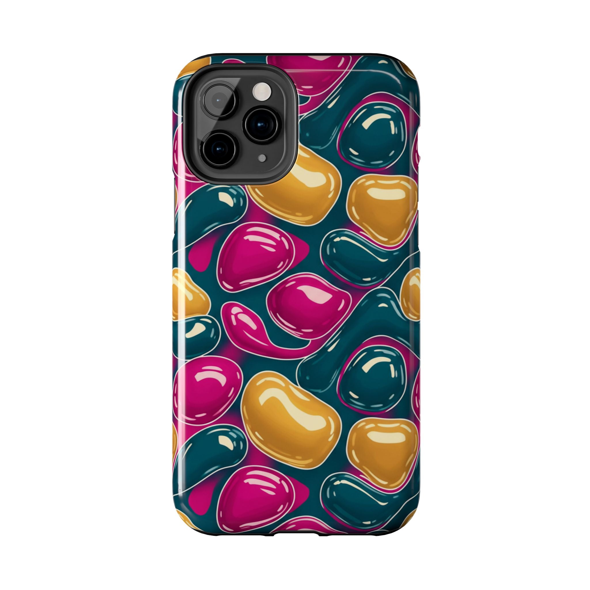 Abstract Colorful Blob Phone Case — Bold Teal, Magenta & Gold Protective Cover