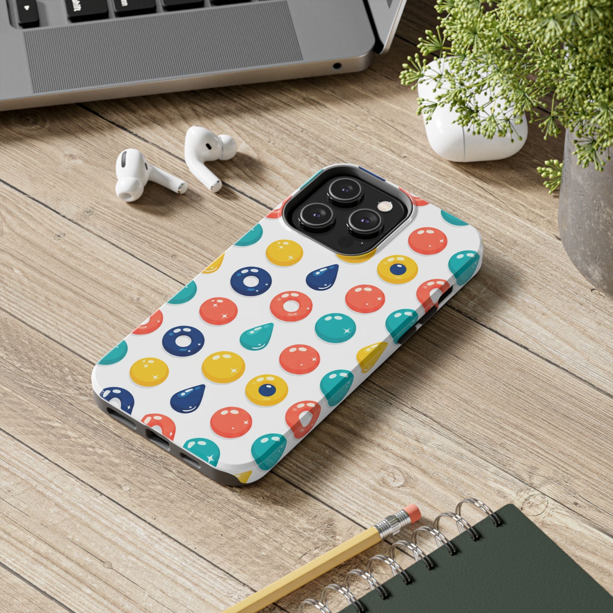 Colorful Candy Dot Tough Phone Case — Bright Retro Polka Drop Design