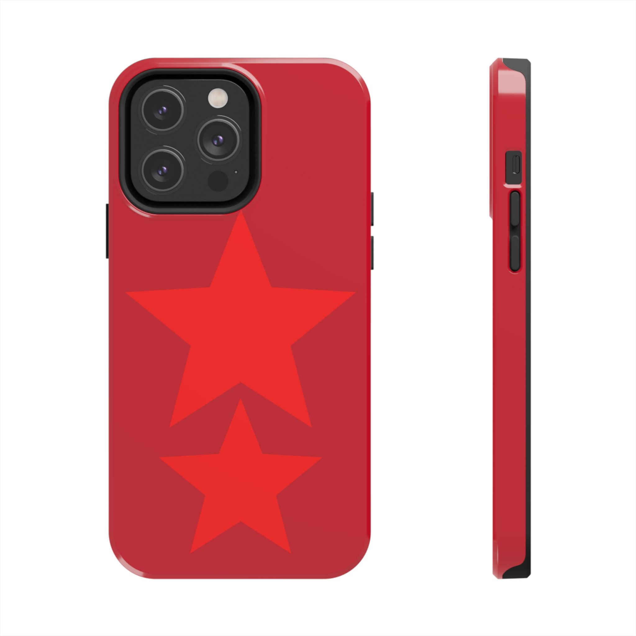 Red Star Tough Phone Case — Dual-Star Protective iPhone Cover