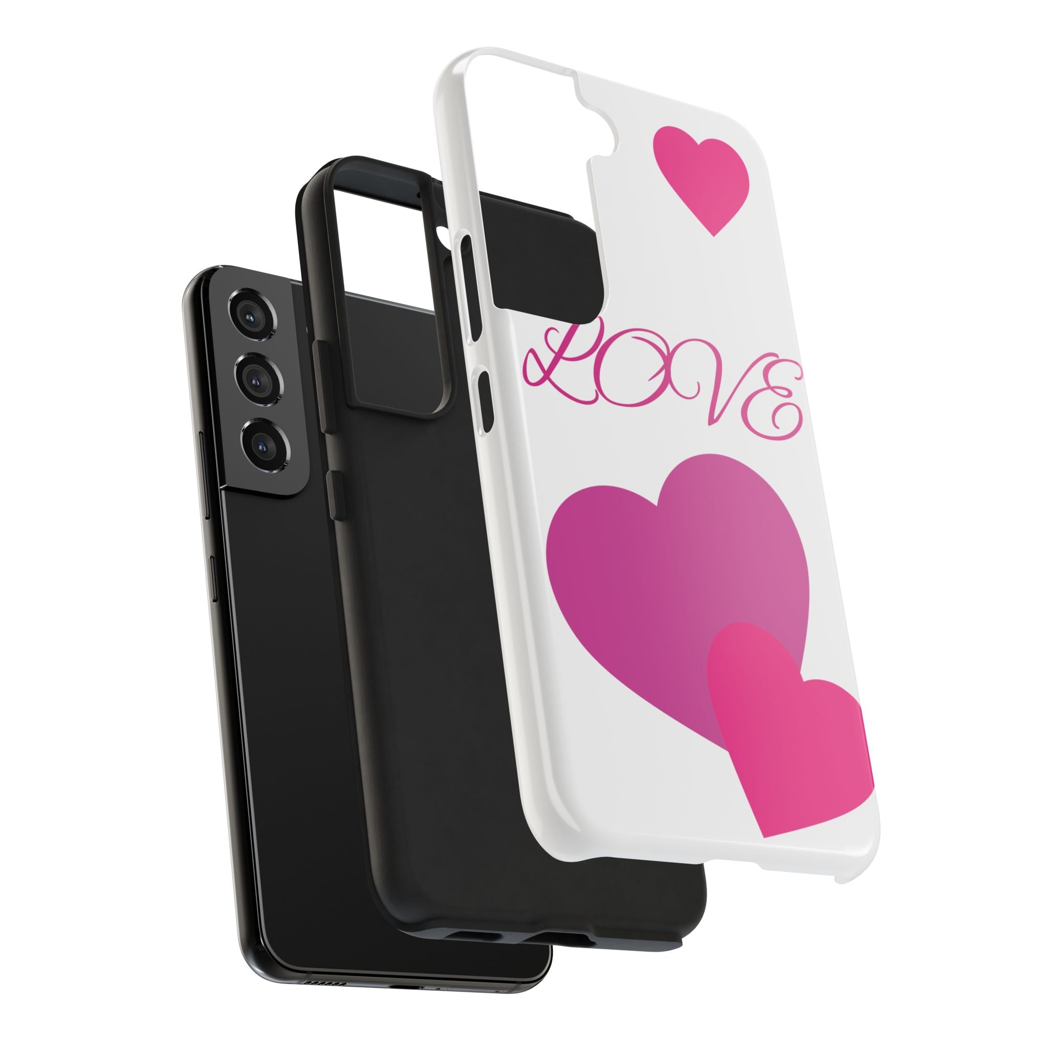 Love Heart Tough Phone Case — Pink Hearts Protective Phone Cover