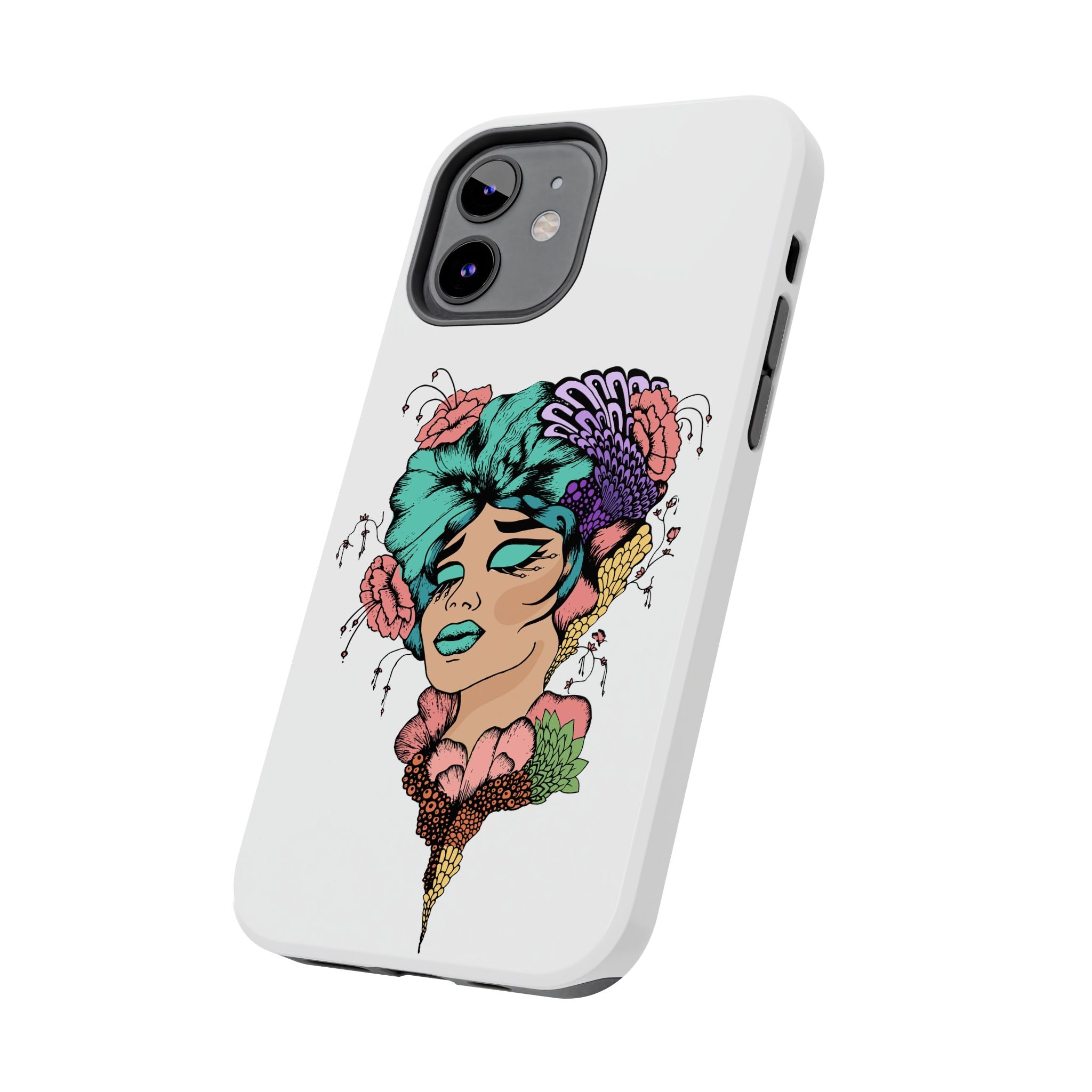 Tough Phone Case — Floral Pop Art Portrait Protective Cover
