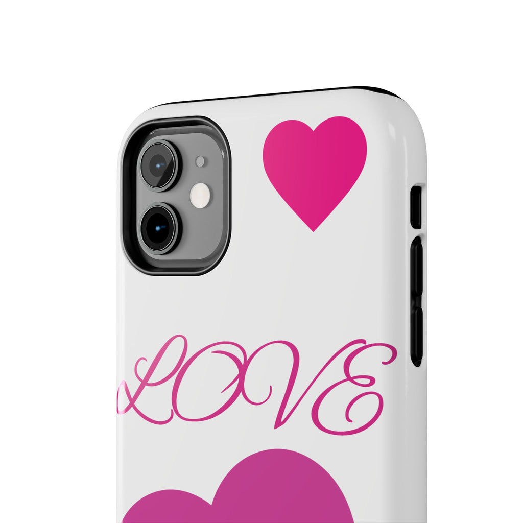 Love Heart Tough Phone Case — Pink Hearts Protective Phone Cover