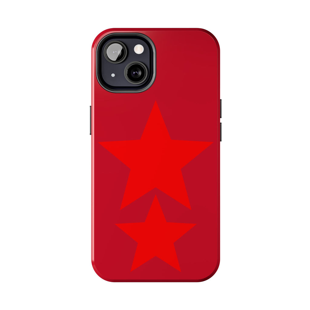 Red Star Tough Phone Case — Dual-Star Protective iPhone Cover