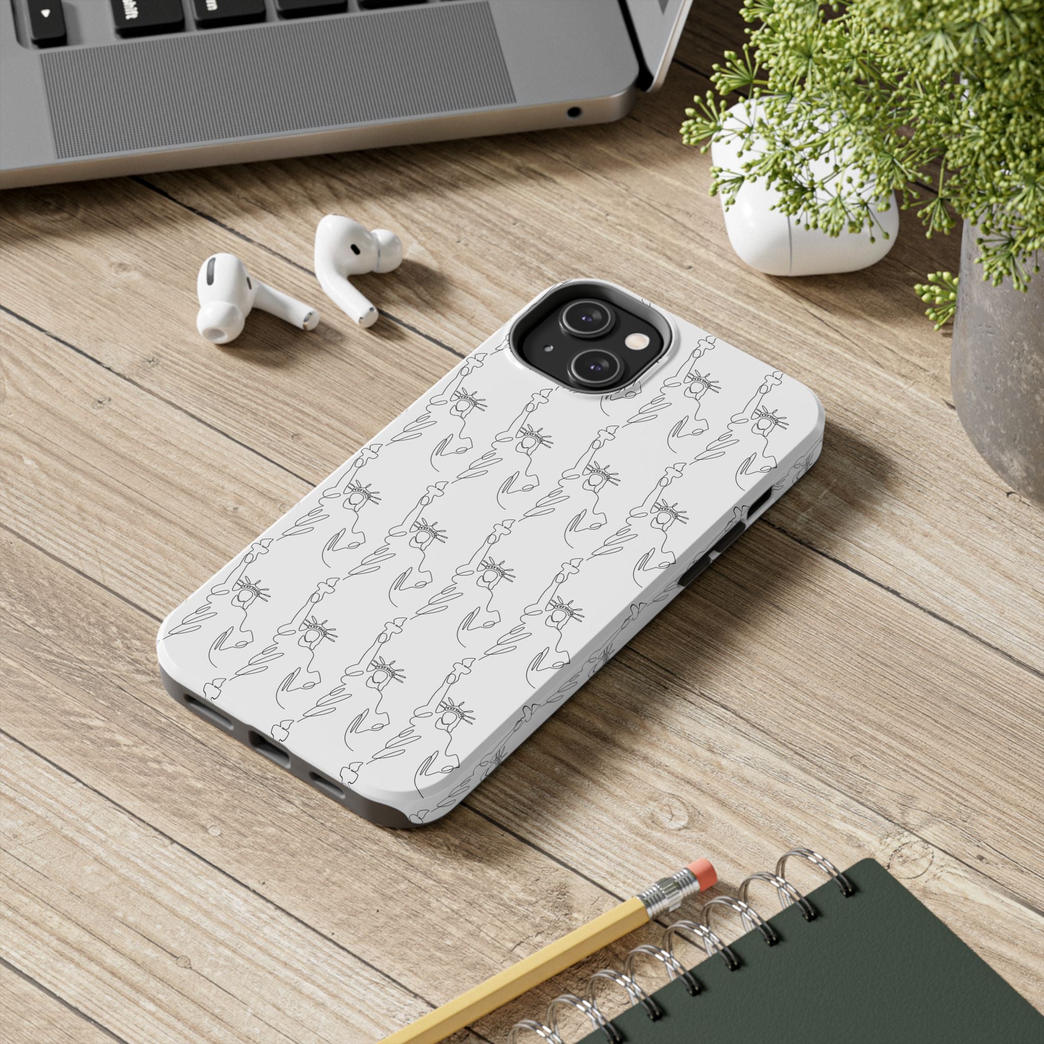 Statue of Liberty Sketch Tough Phone Case — Minimal Patriotic iPhone Cover