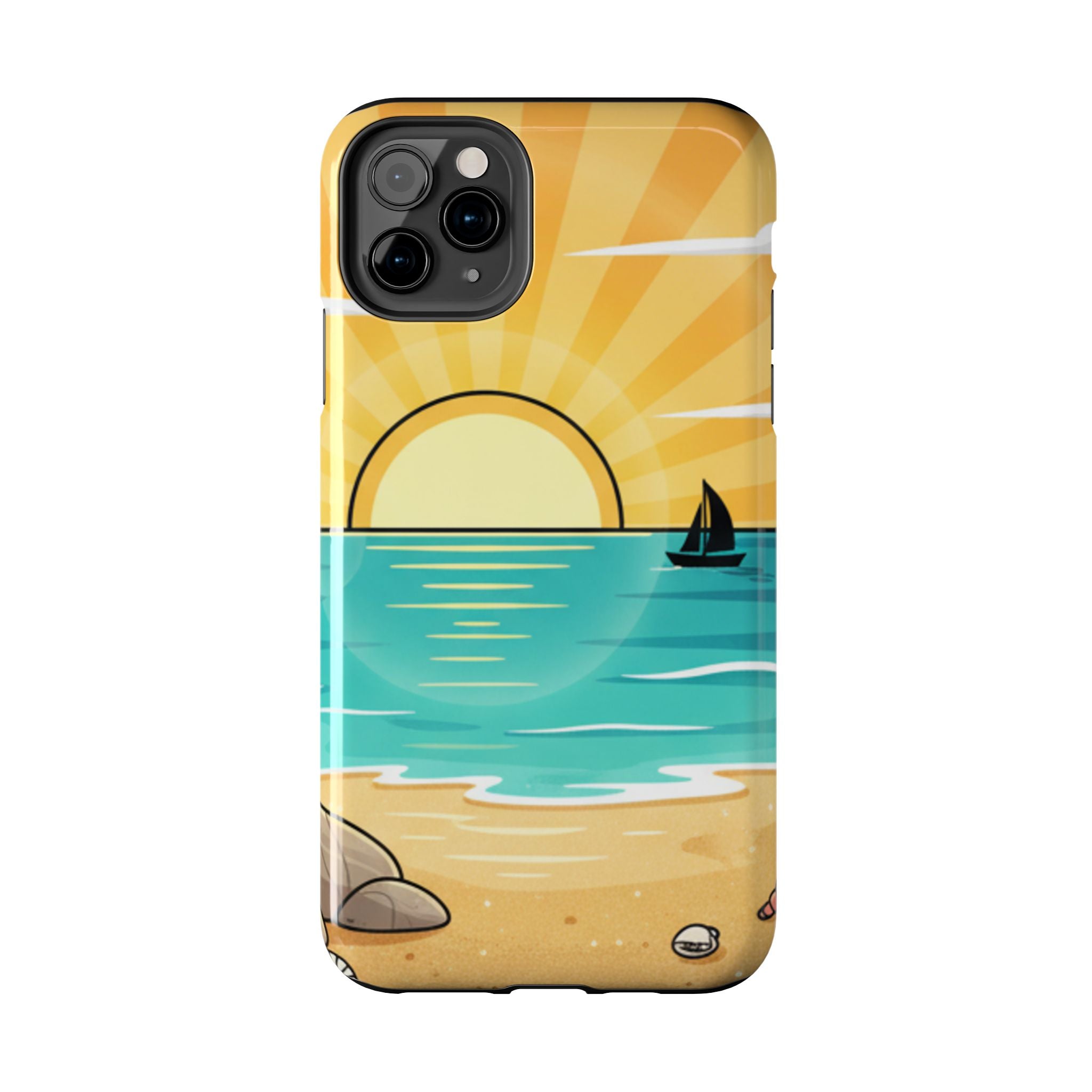 Tough Phone Case — Sunset Beach Sailboat Design