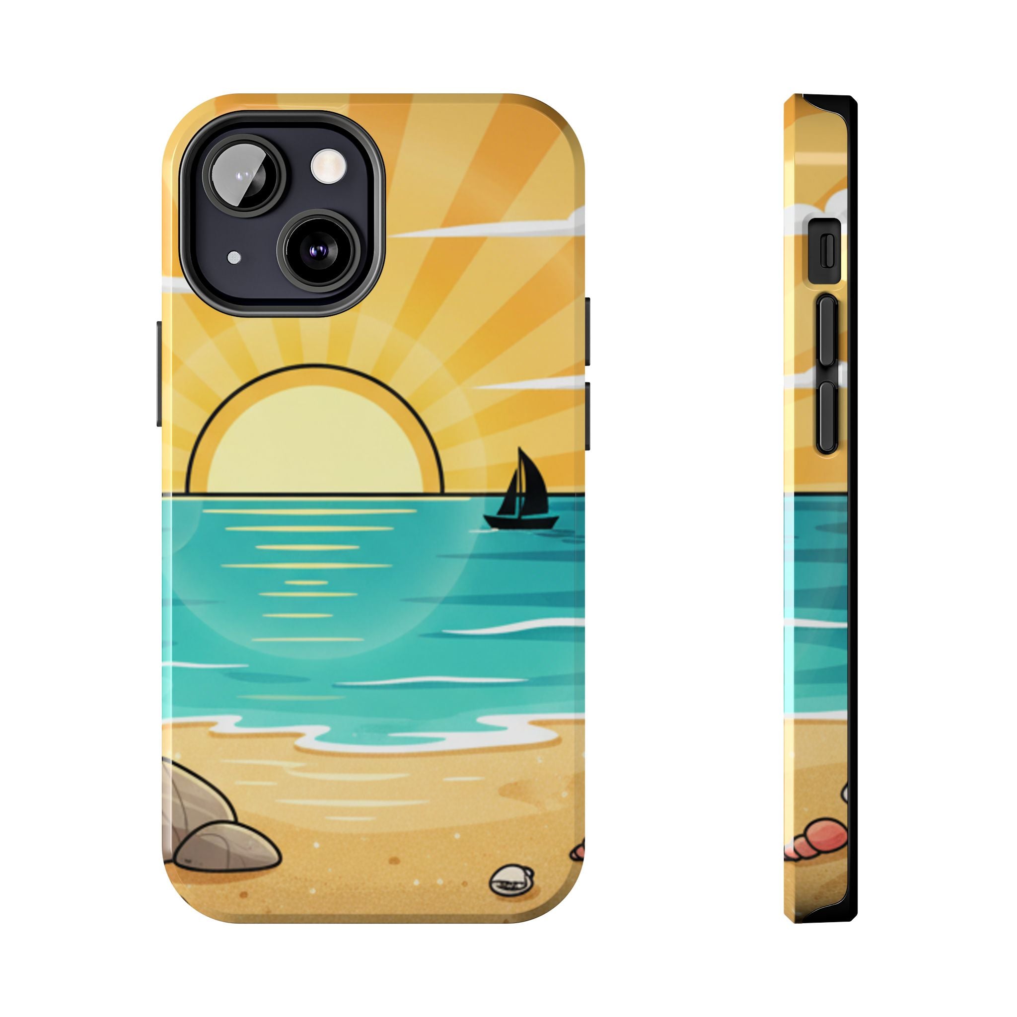 Tough Phone Case — Sunset Beach Sailboat Design
