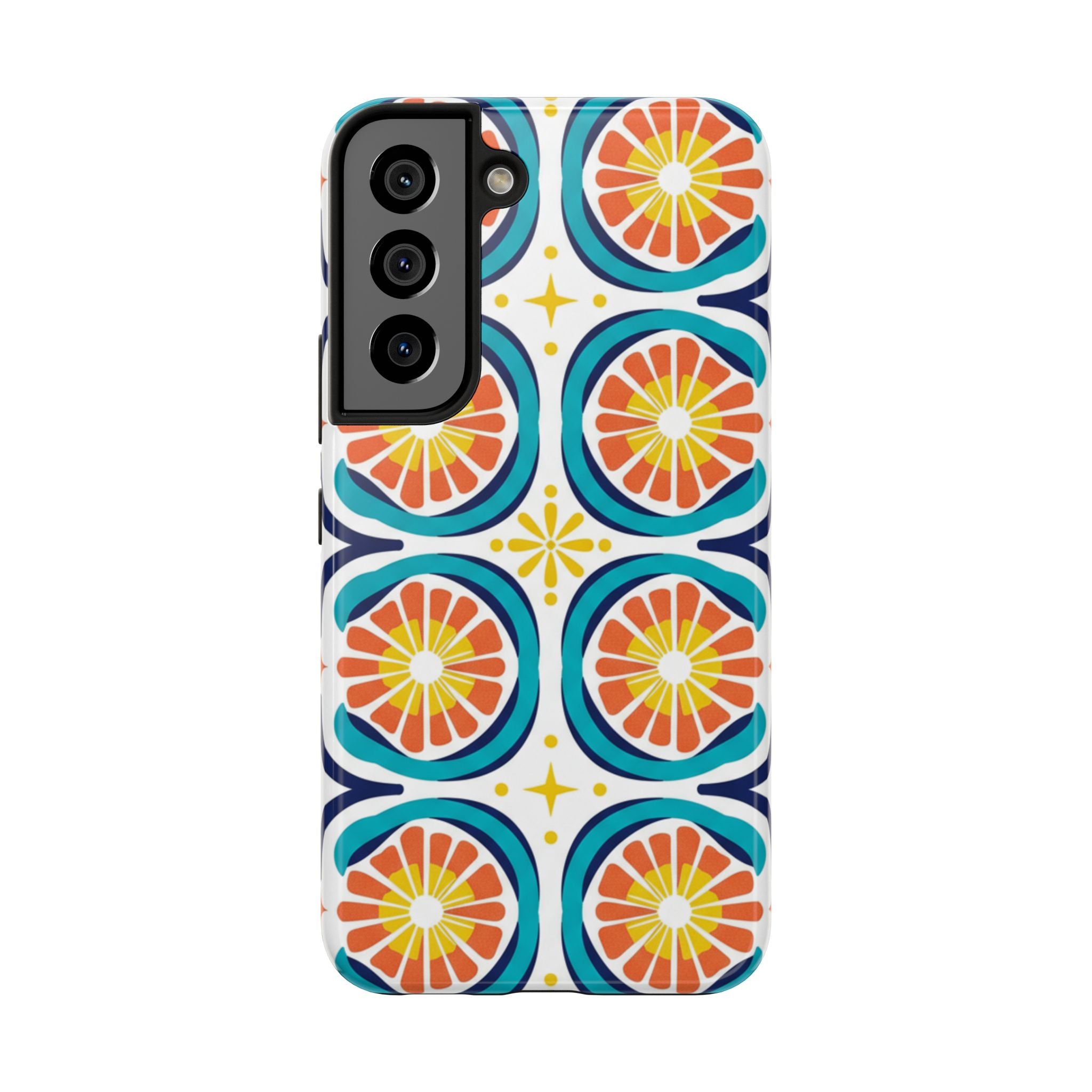 Citrus Tile Tough Phone Case — Colorful Retro Orange Slice Pattern