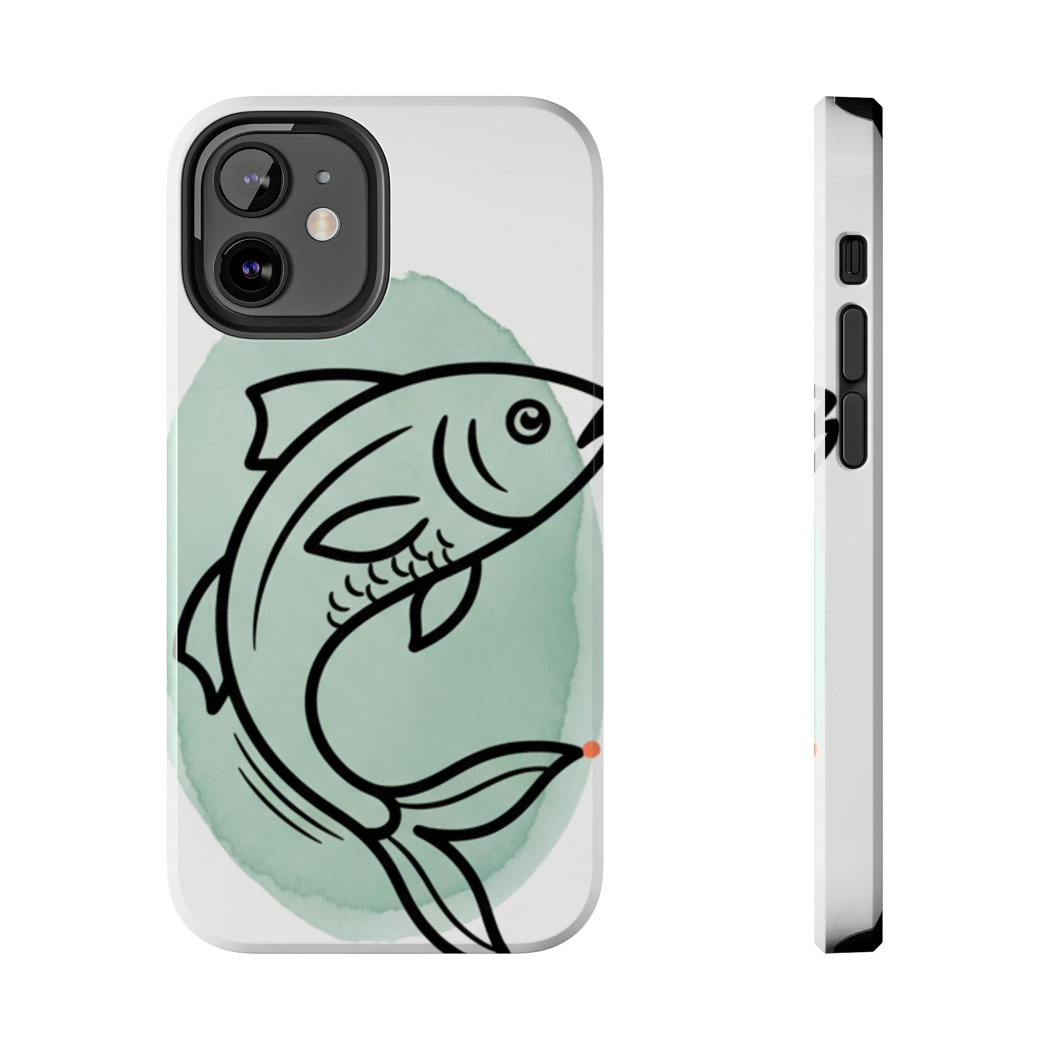 Fish Silhouette Tough Phone Case — Minimalist Aqua Watercolor Design