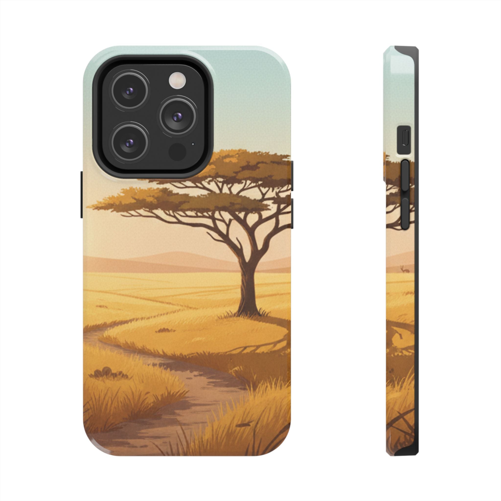 Safari Sunset Tough Phone Case — African Savanna Tree Design