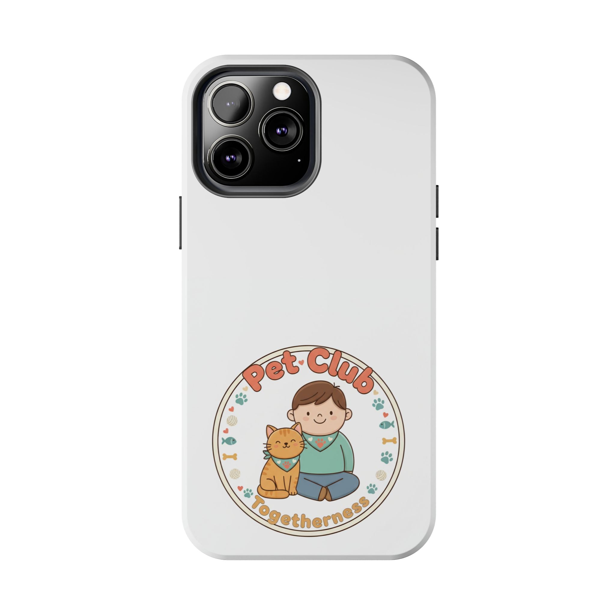 Pet Club Tough Phone Case — Cute Boy & Cat Illustration, "Togetherness" Design