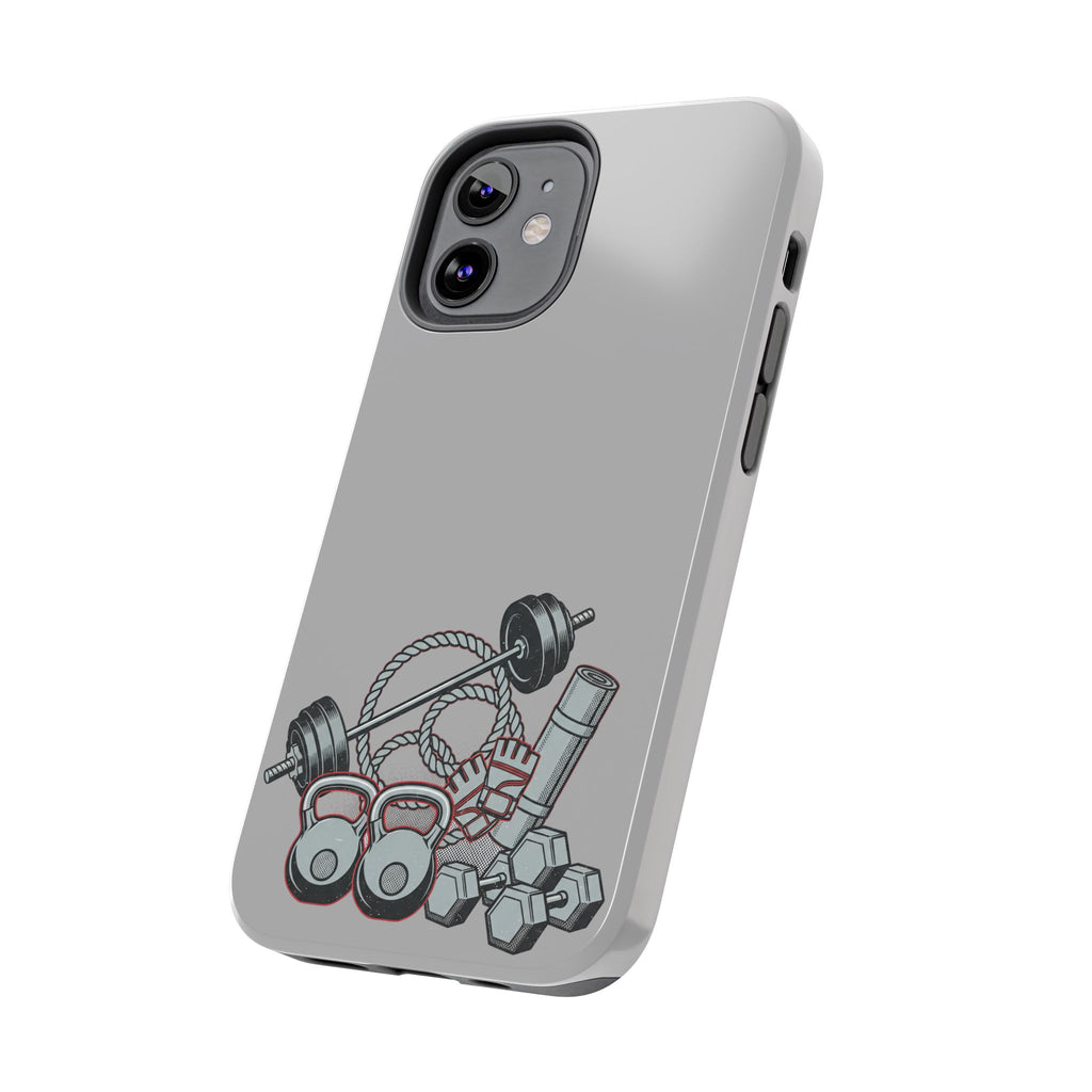 Fitness Gear Tough Phone Case — Dumbbells, Kettlebells & Jump Rope Design